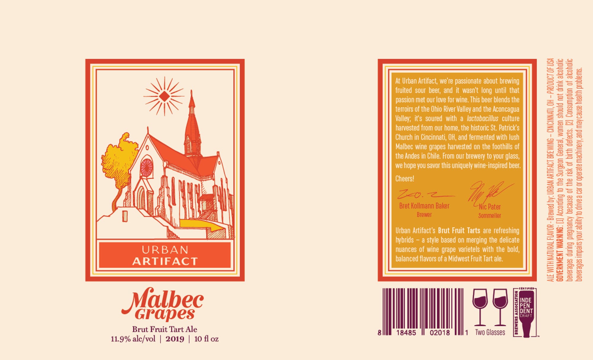 Malbec Brut Fruit Tart Ale by Urban Artifact - beer label