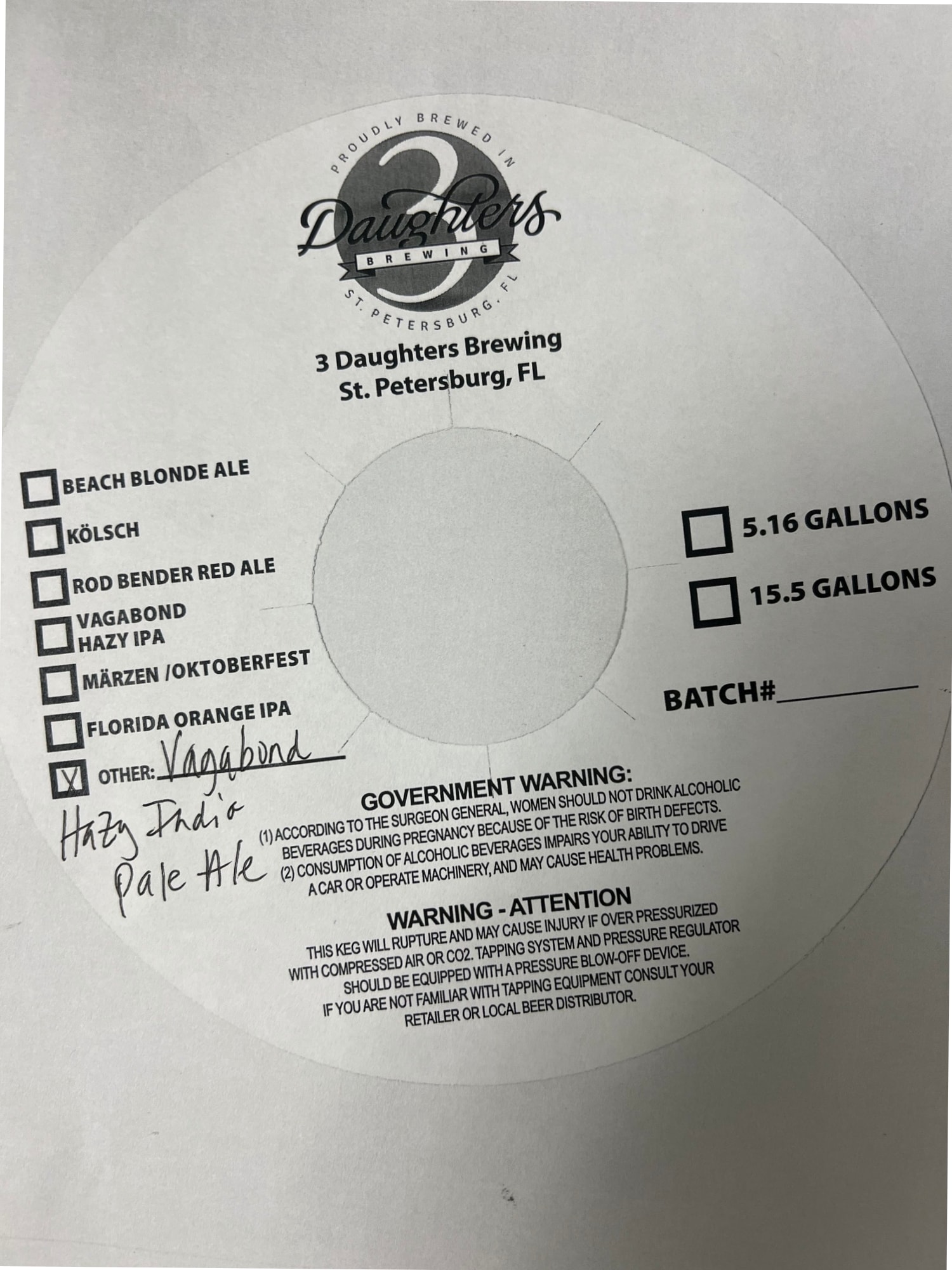 Vagabond Hazy Pale Ale by Daughters Brewing - beer label