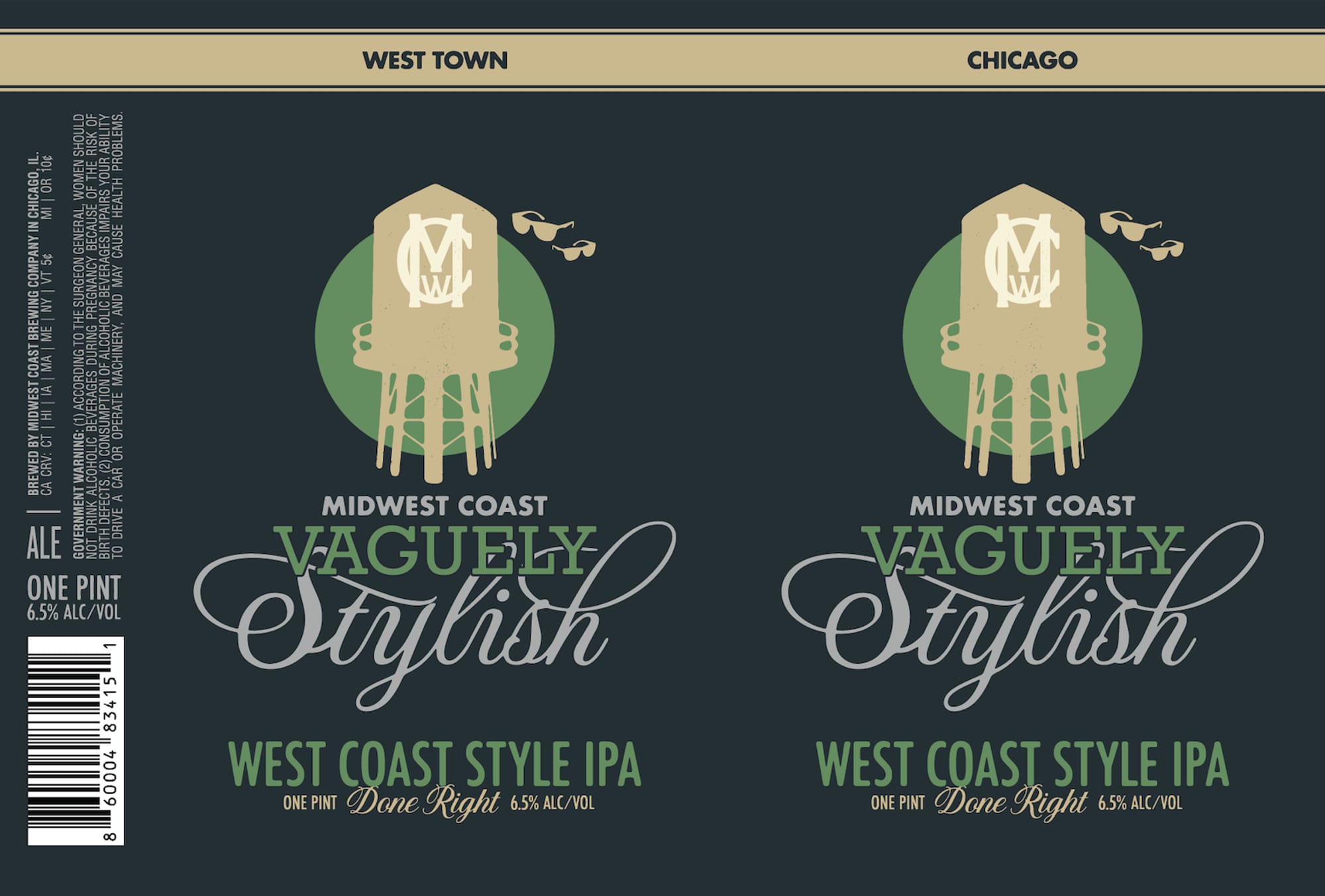 Vaguely Stylish by Midwest Coast Brewing Company - beer label