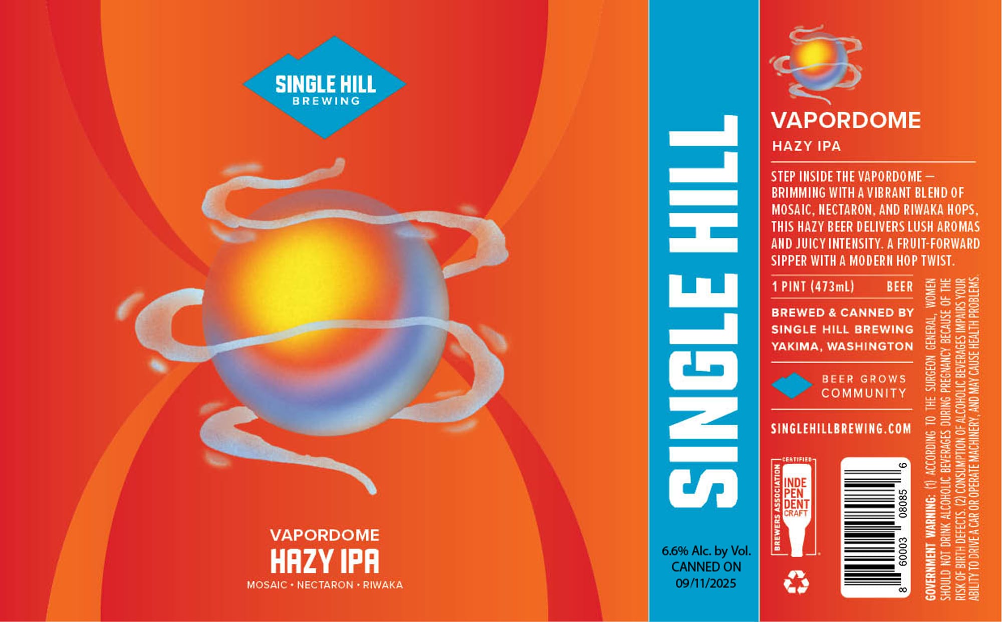 Vapordome by Single Hill Brewing - beer label