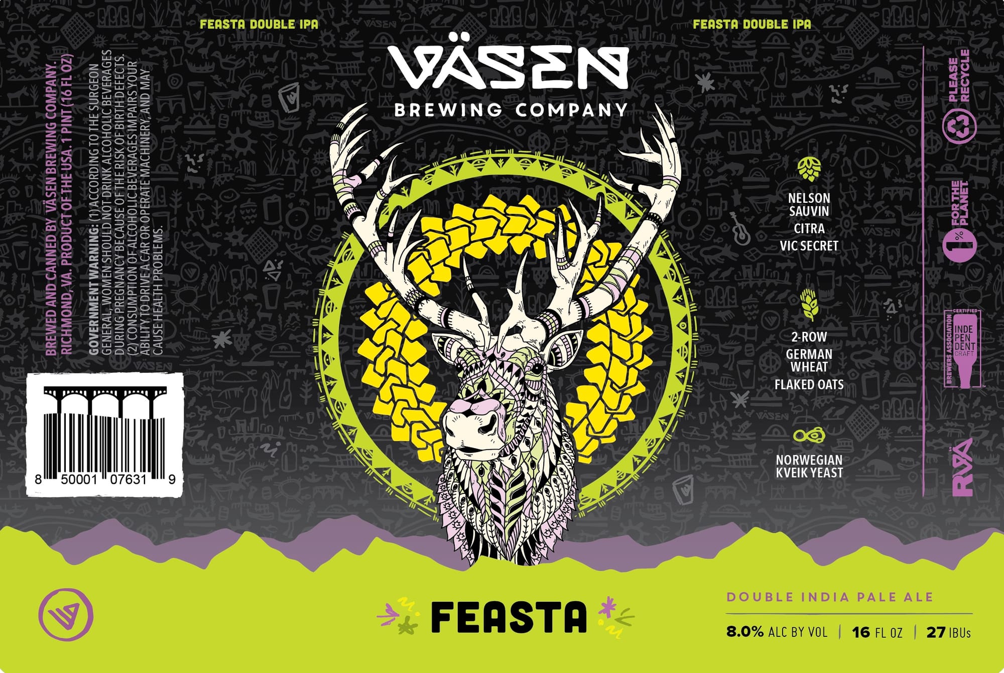 Feasta Double IPA by Väsen Brewing Company - beer label