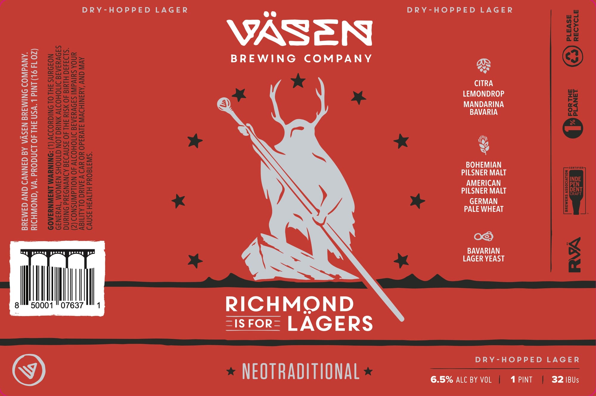 Richmond Lager by Väsen Brewing Company - beer label
