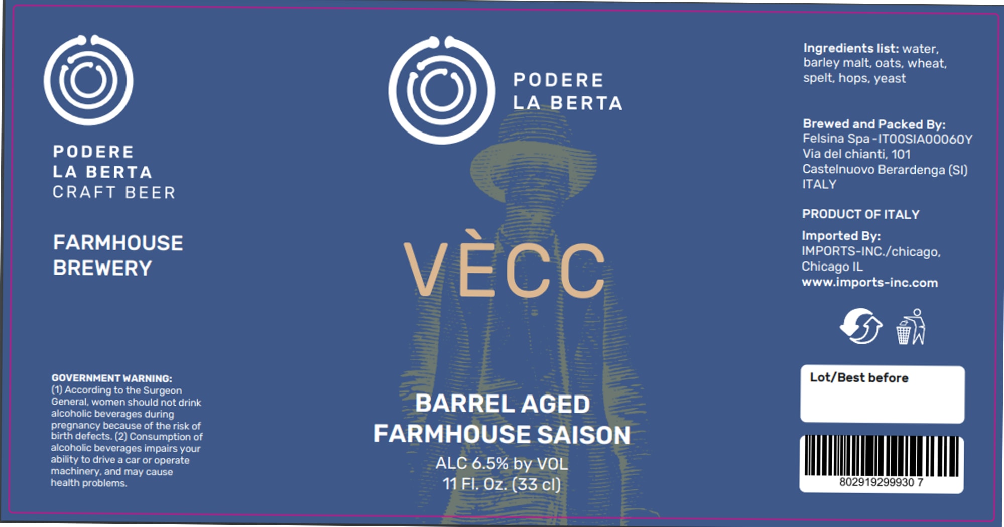 Vècc by Podere La Berta - beer label