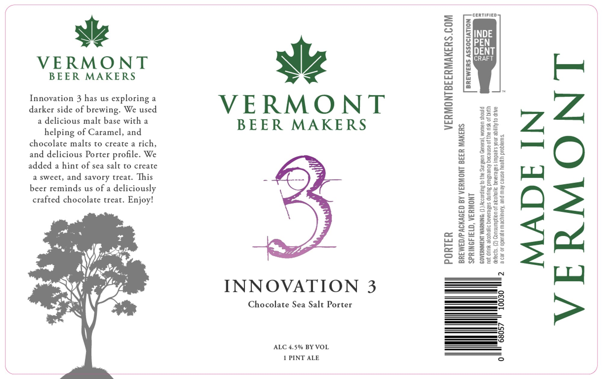 Innovation 3 by Vermont Beer Makers - beer label