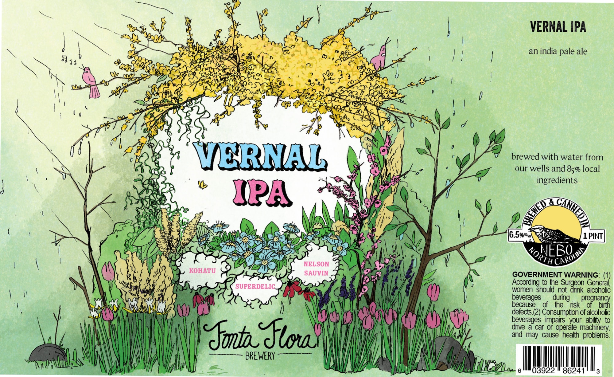 Vernal IPA by Fonta Flora Brewery - beer label
