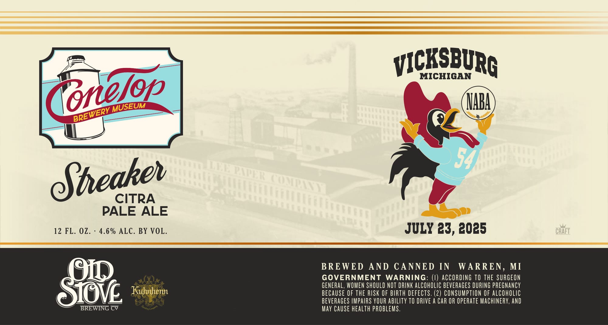 ConeTop Streaker by Vicksburg Brewery Museum - beer label