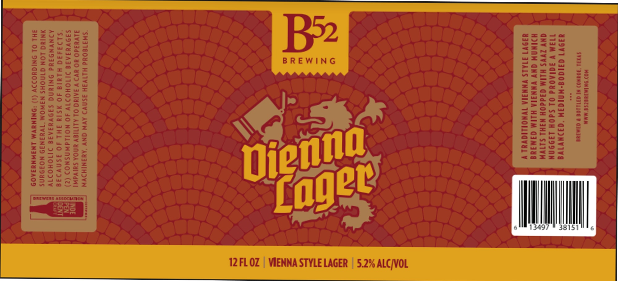 Vienna Lager by B52 Brewing - beer label
