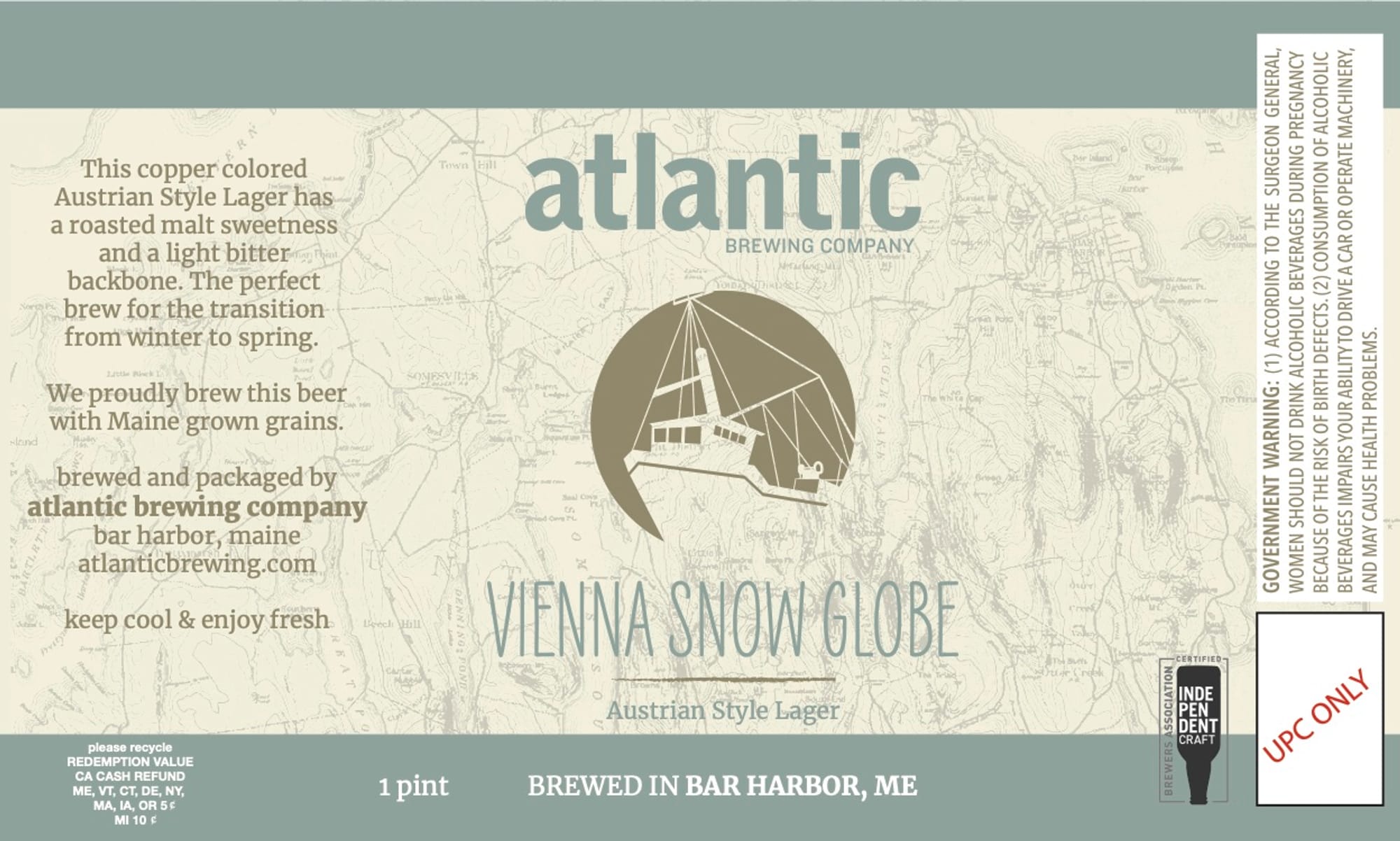 Vienna Snow Globe by Atlantic Brewing Company - beer label