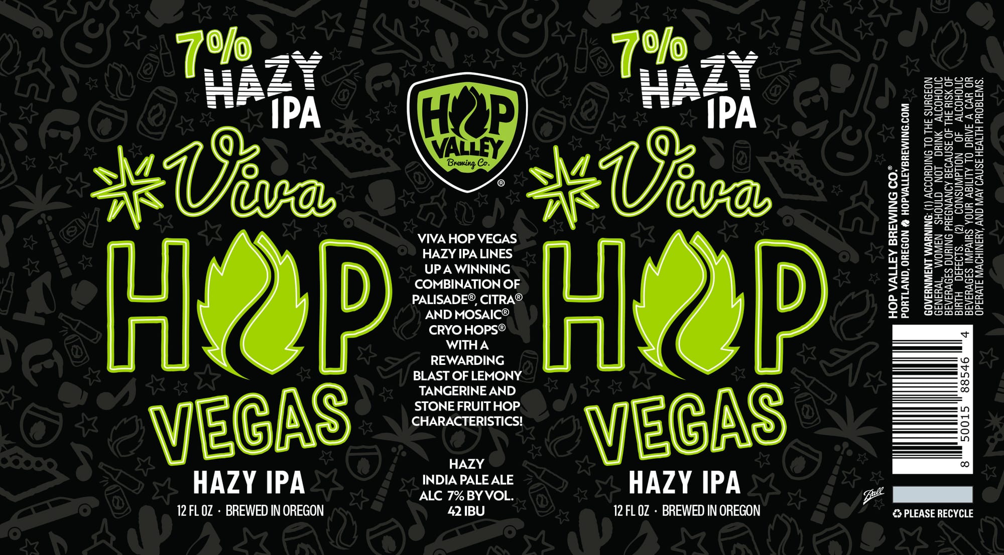 Viva Hop Vegas Hazy IPA by Hop Valley Brewing Co. - beer label