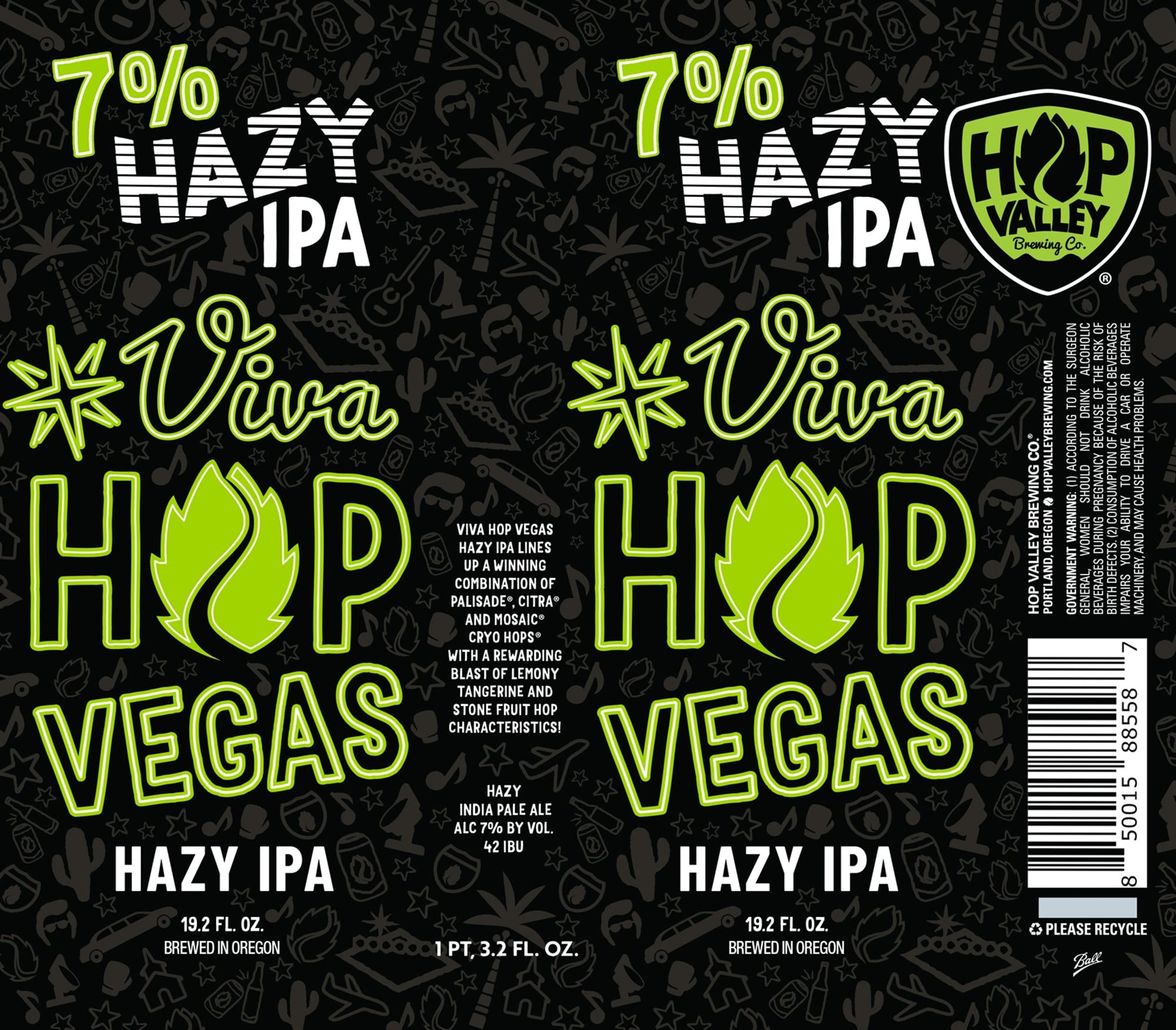 Viva Hop Vegas Hazy IPA by Hop Valley Brewing Co. - beer label