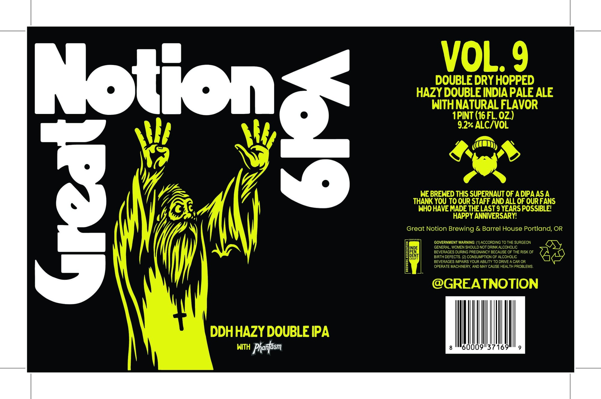 Vol. 9 by Great Notion Brewing & Barrel House - beer label
