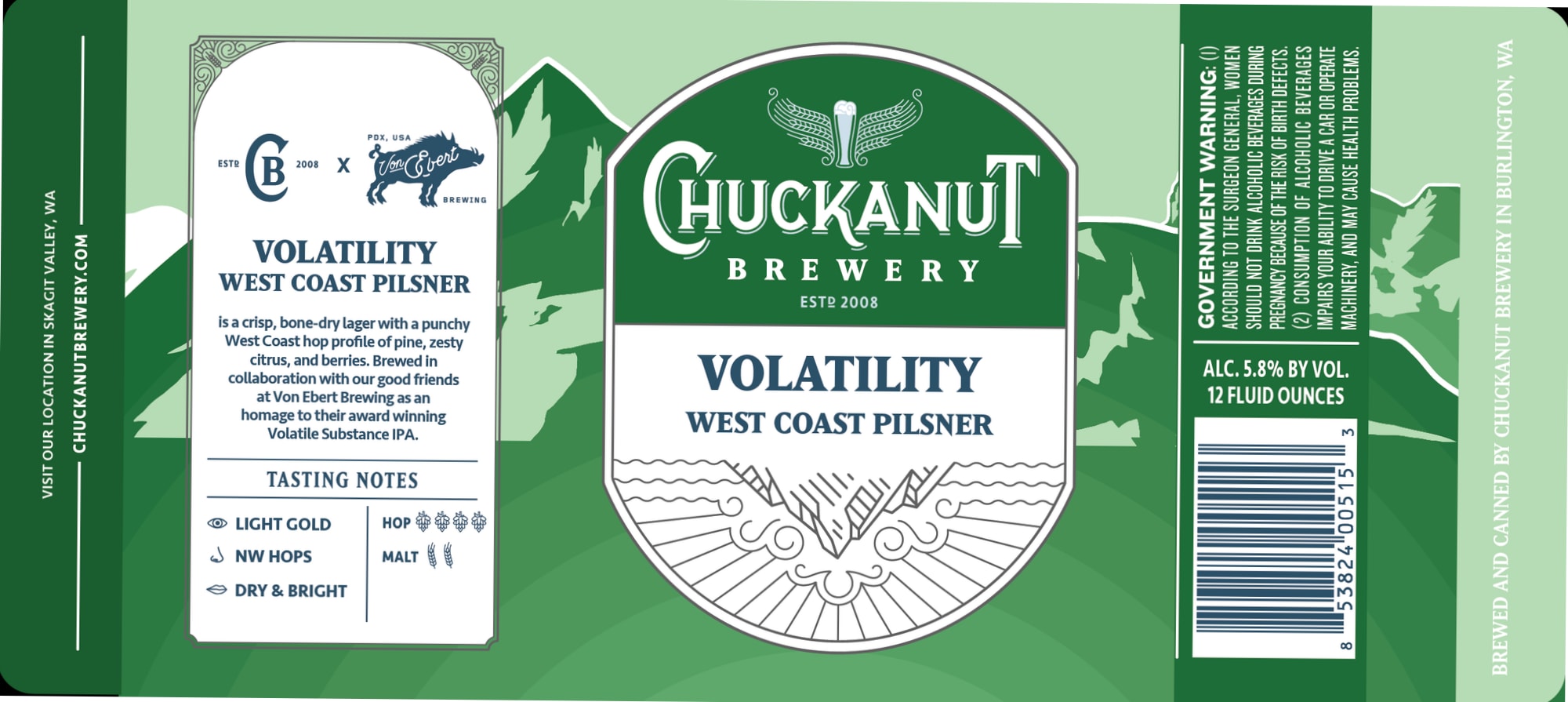 Volatility West Coast Pilsner by Chuckanut Brewery - beer label