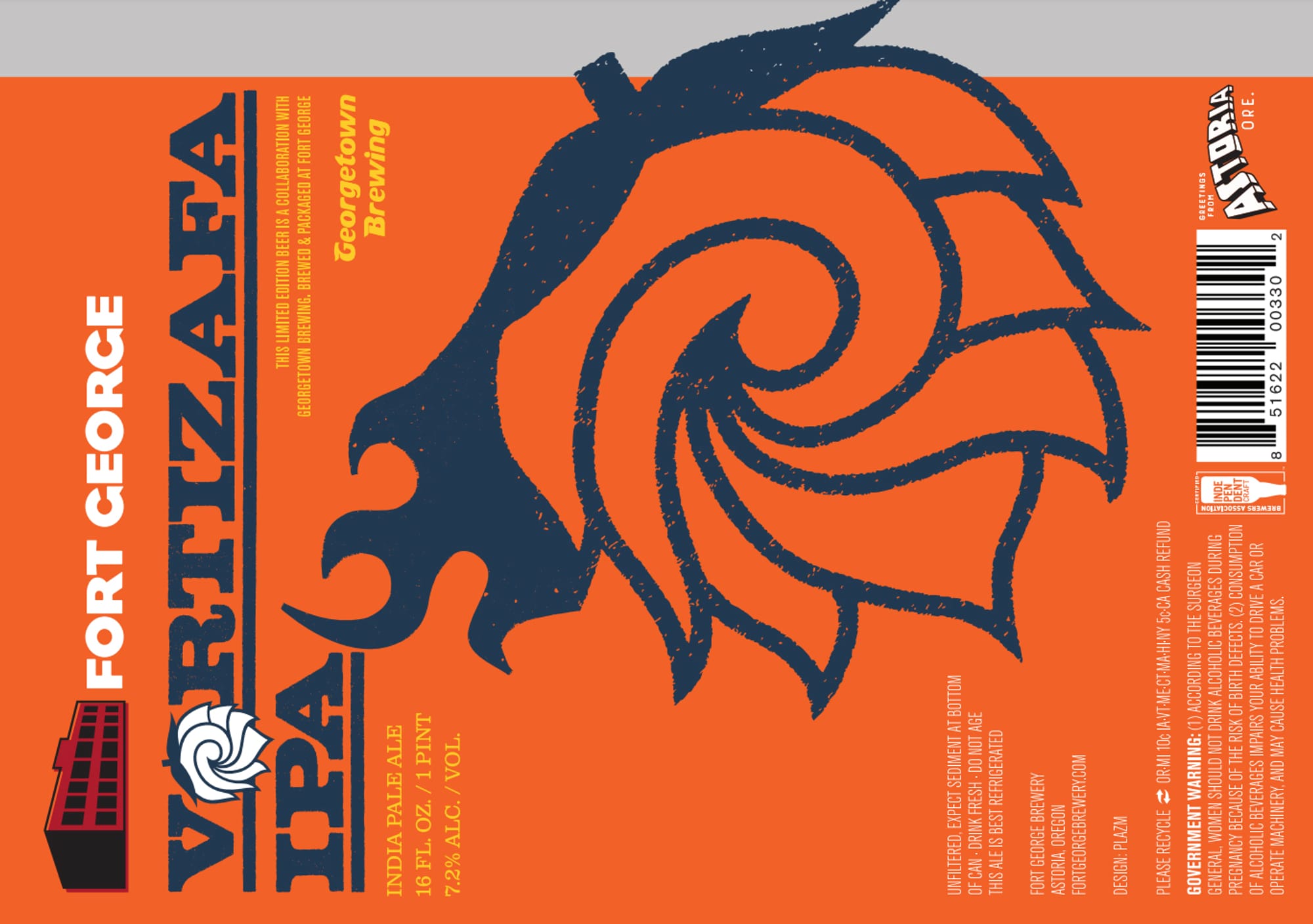 Vorza IPA by Georgetown Brewing & Fort George Brewing - beer label