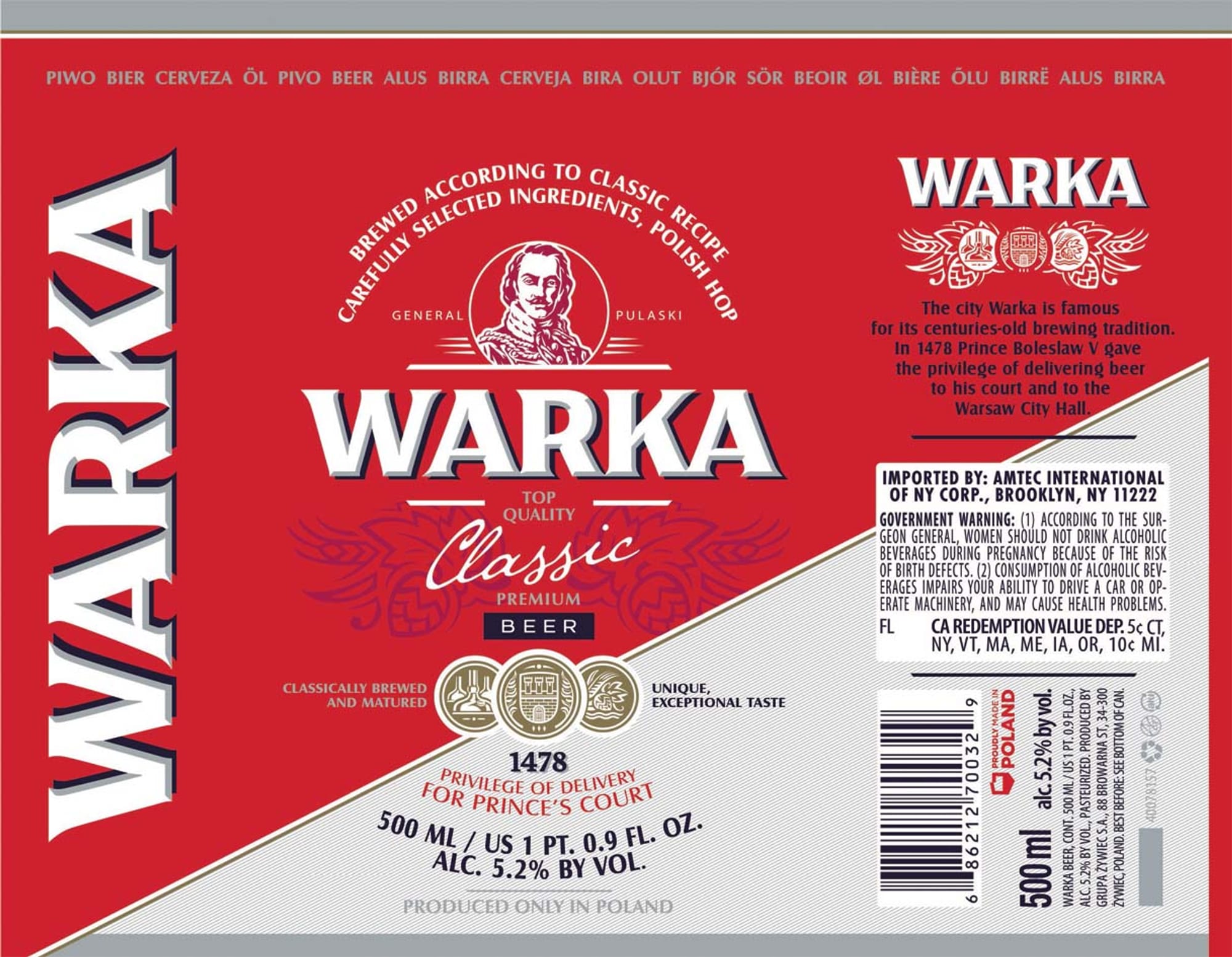 Warka Classic by Grupa Żywiec S.A. - beer label