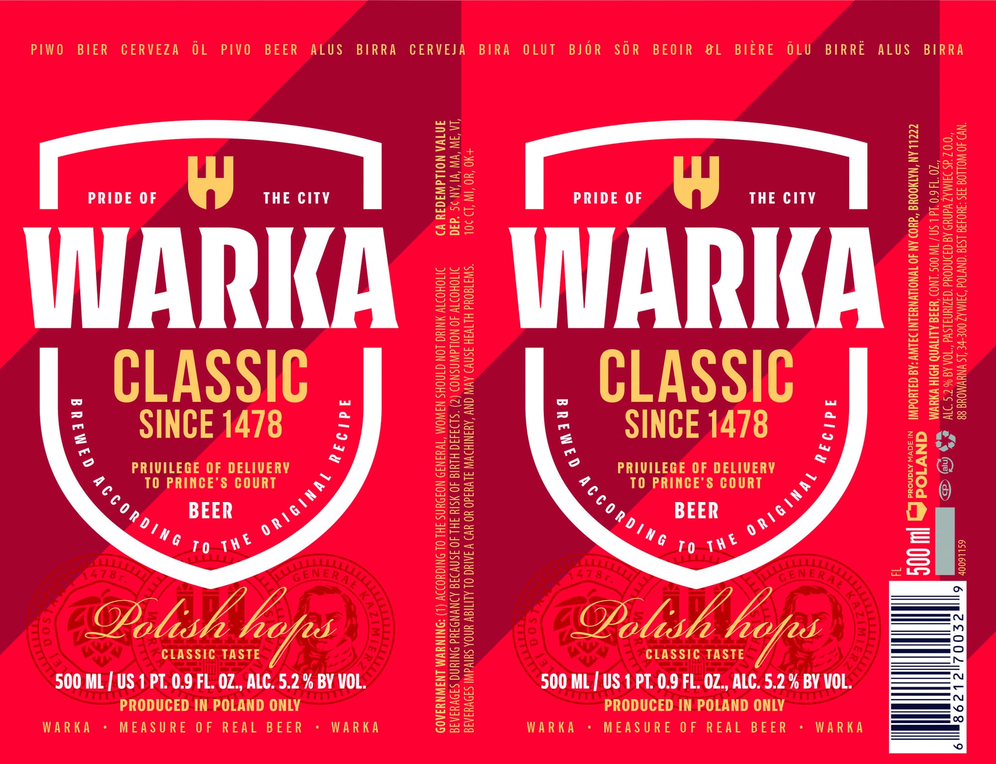 Warka Classic by Grupa Żywiec ZPR S.A. - beer label