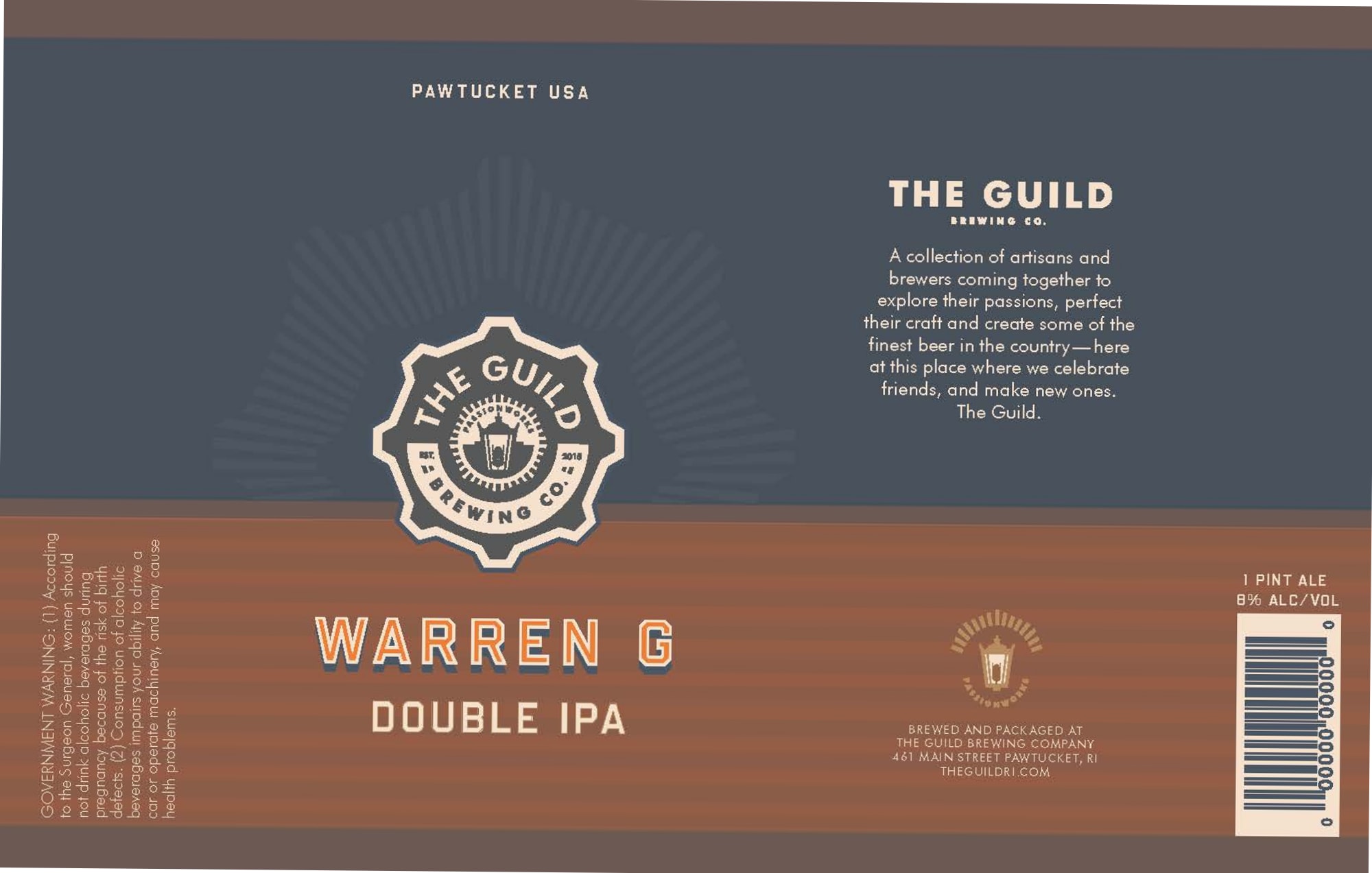 Warren G Double IPA by The Guild Brewing Company - beer label