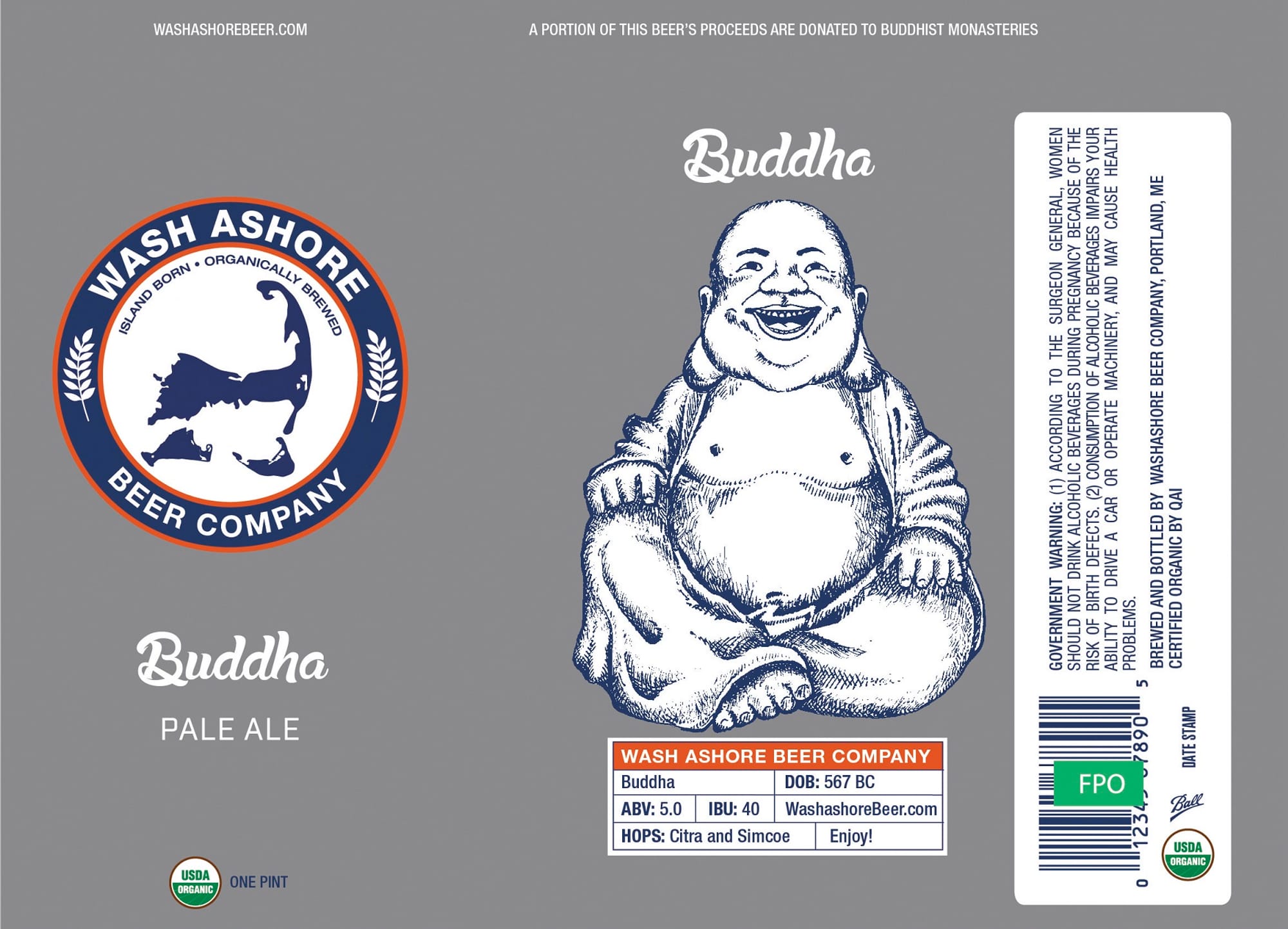 Buddha Pale Ale by Washashore Beer Company - beer label
