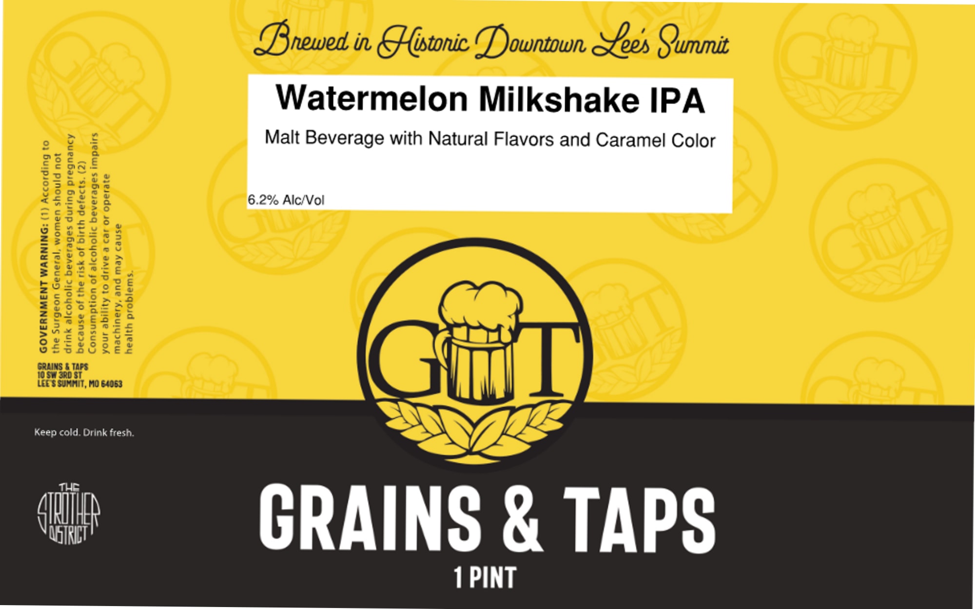 Watermelon Milkshake IPA by Grains & Taps - beer label