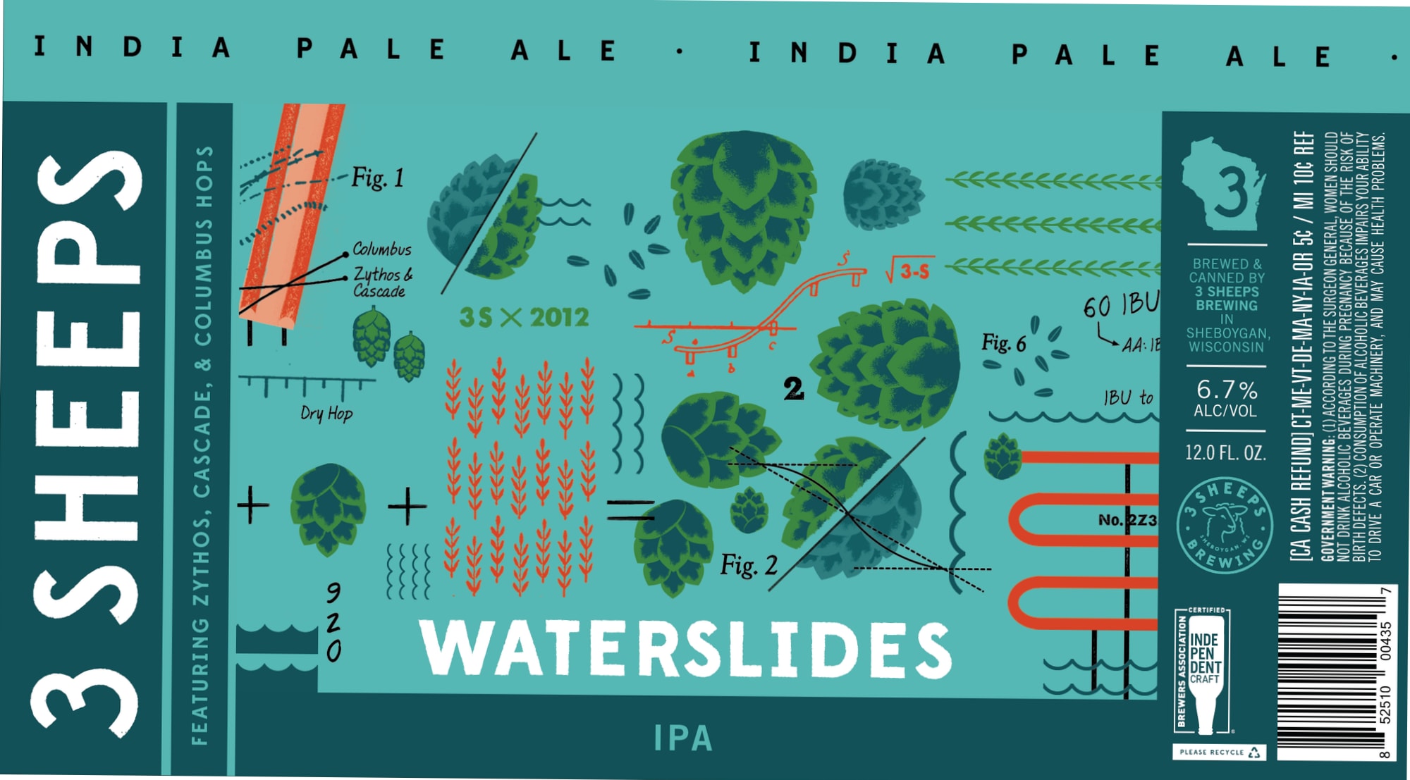 Waterslides IPA by 3 Sheeps Brewing - beer label