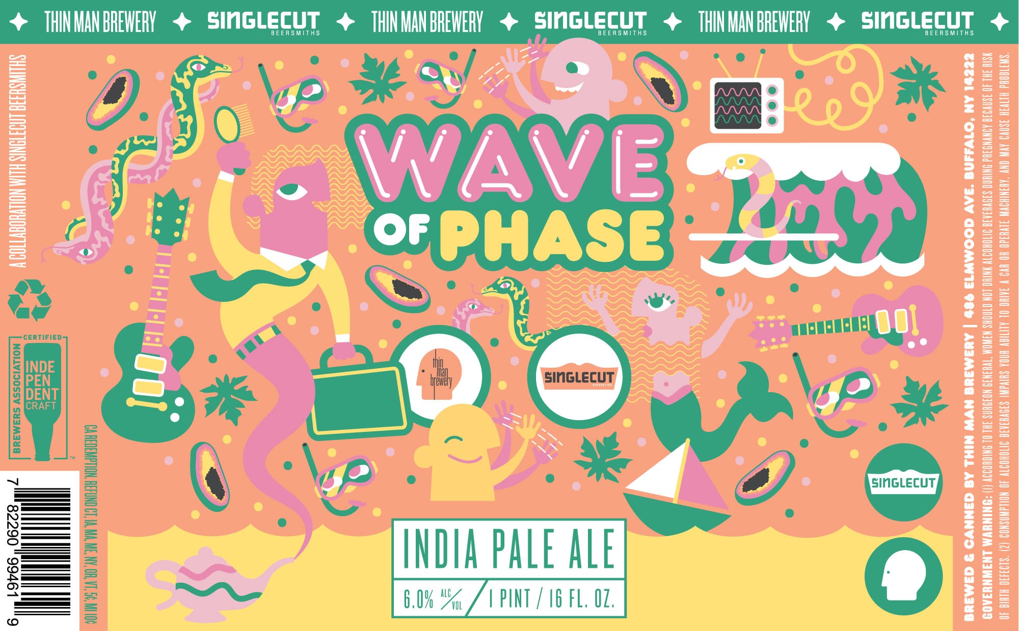Wave of Phase by Thin Man Brewery & SingleCut Beersmiths - beer label