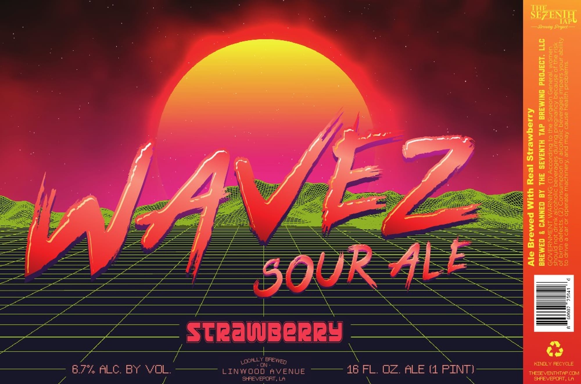 Wavez Strawberry Sour Ale by The Seventh Tap Brewing Project - beer label