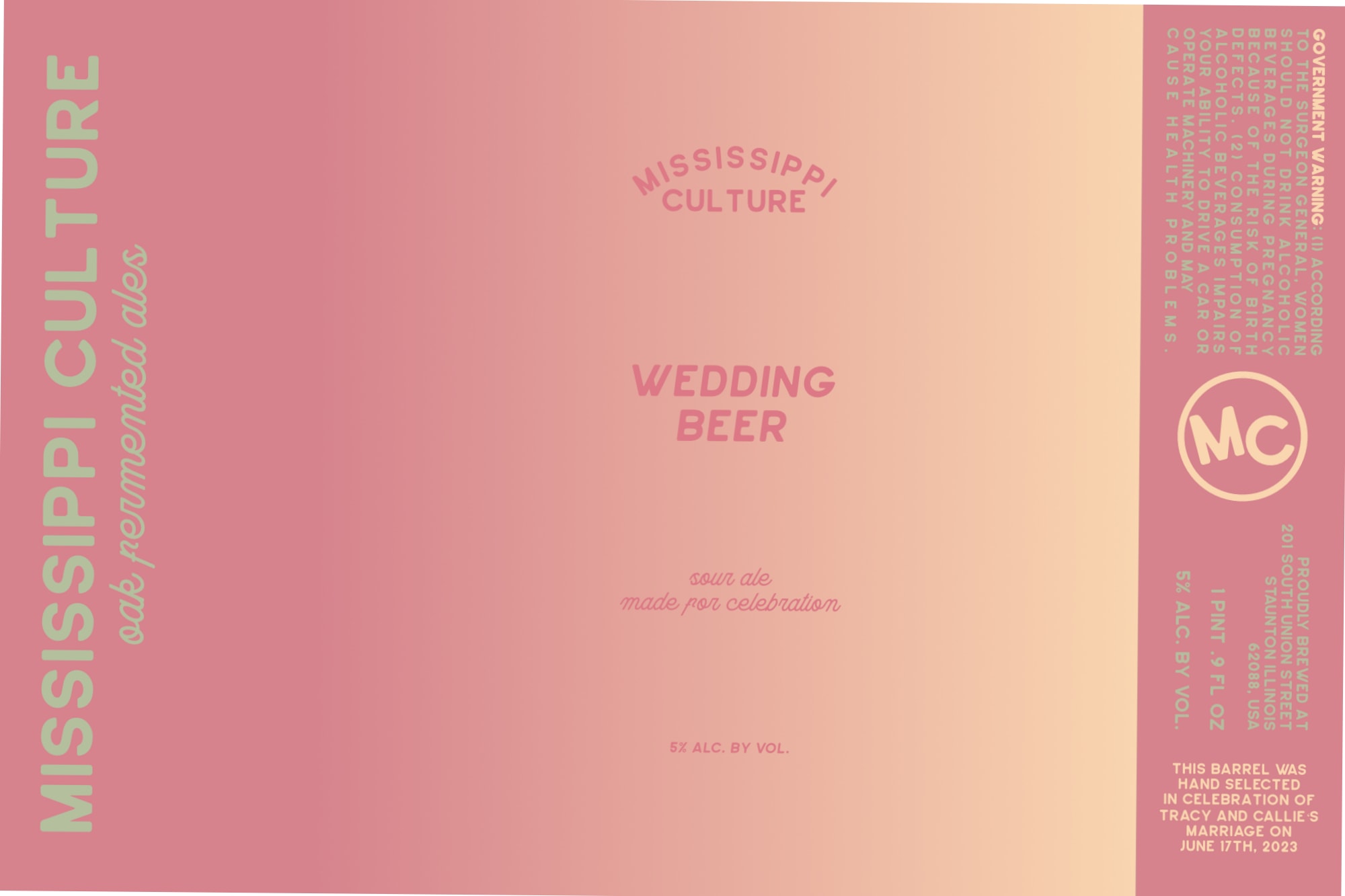 Wedding Beer by Mississippi Culture - beer label