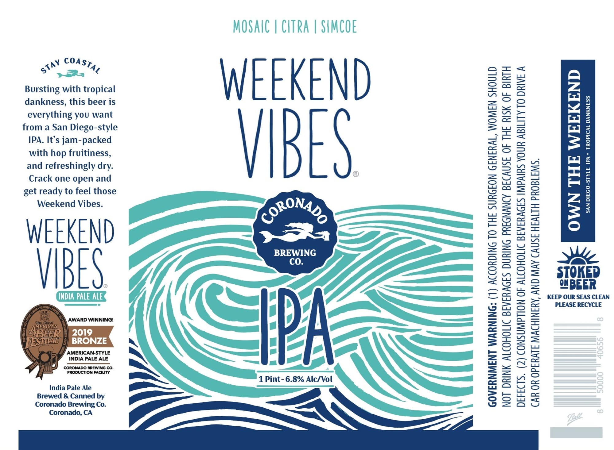 Weekend Vibes IPA by Coronado Brewing Co. - beer label