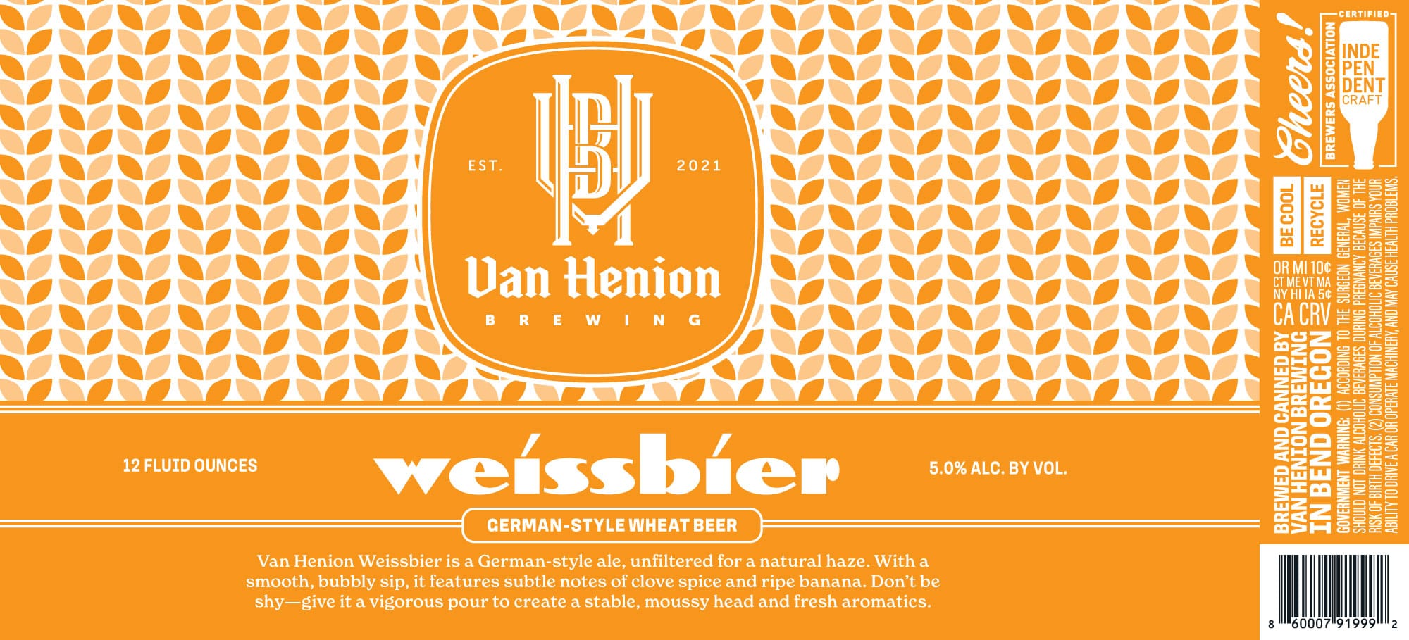 Weißbier by Van Henion Brewing - beer label