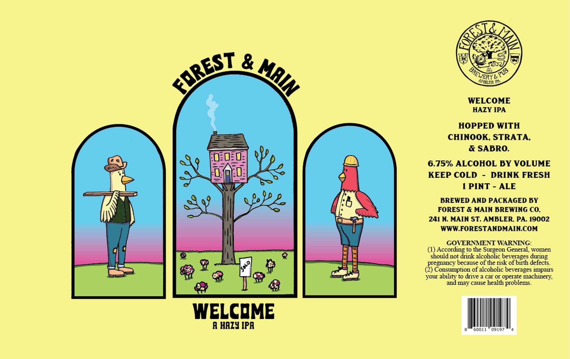 Welcome by Forest & Main Brewery - beer label