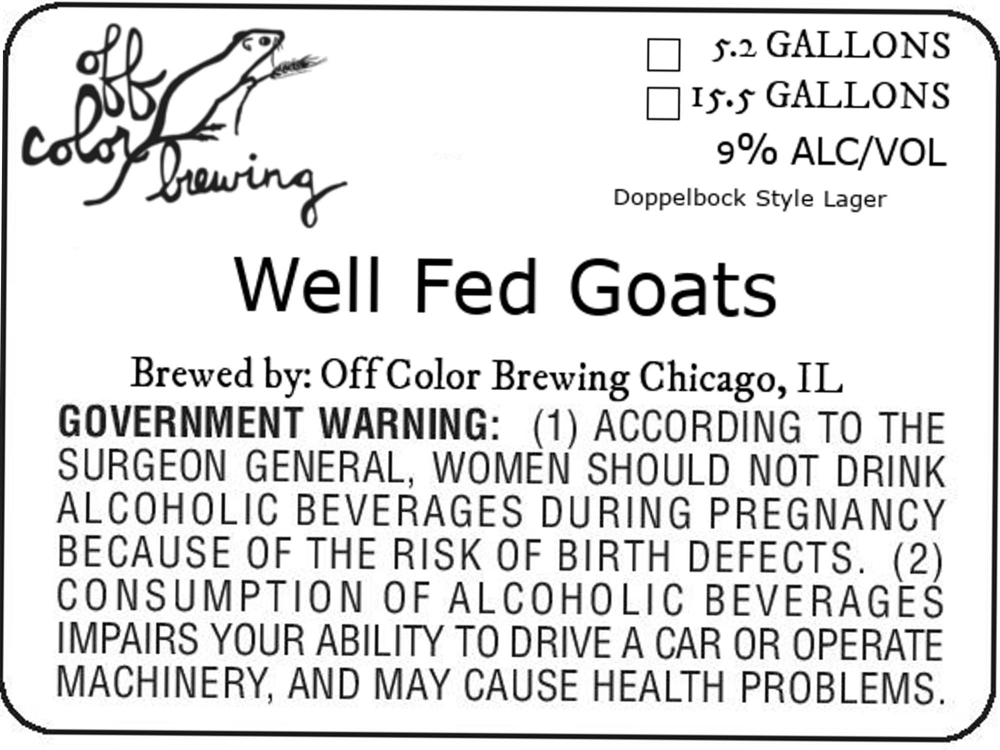 Well Fed Goats by Off Color Brewing - beer label