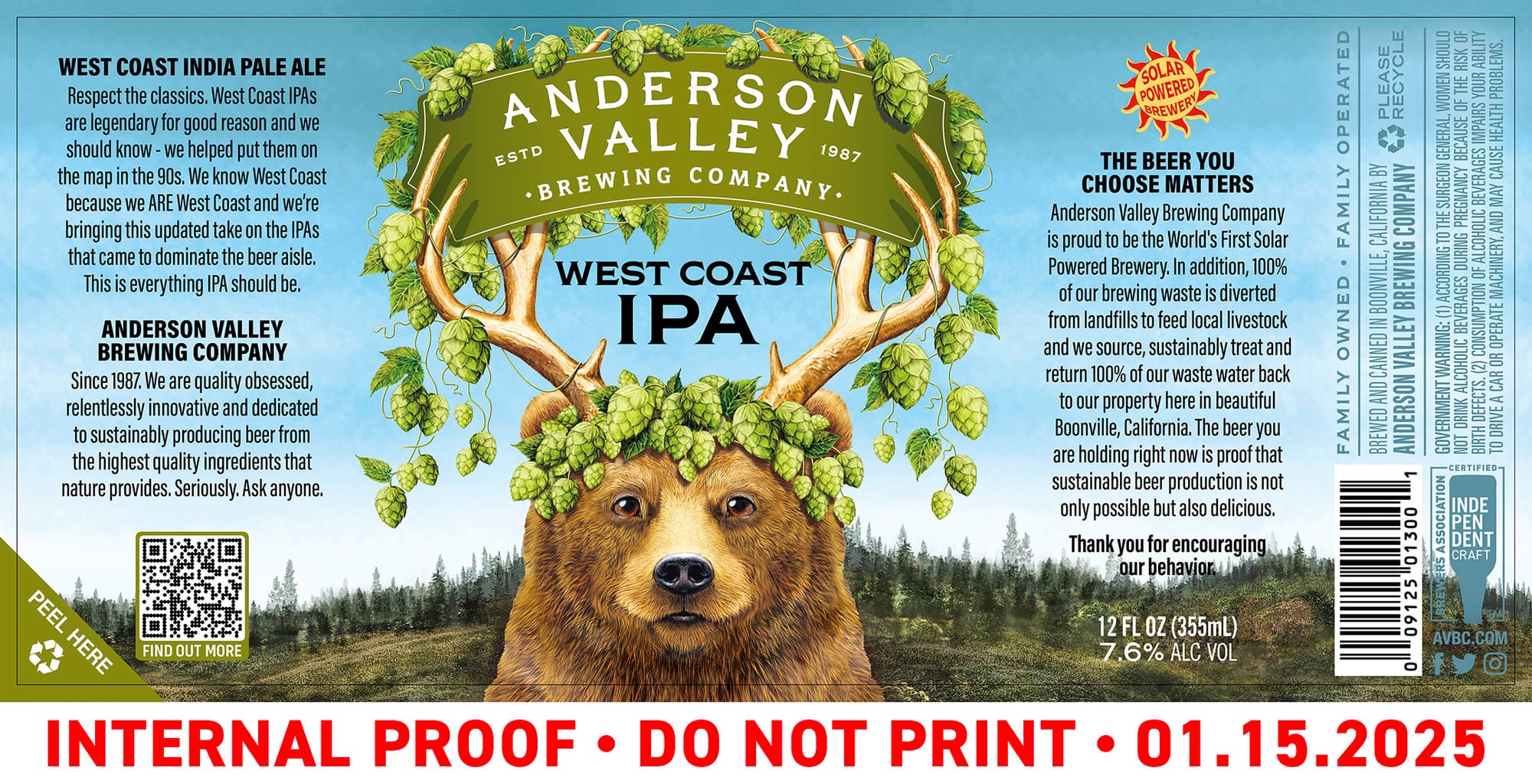 West Coast IPA by Anderson Valley Brewing Company - beer label