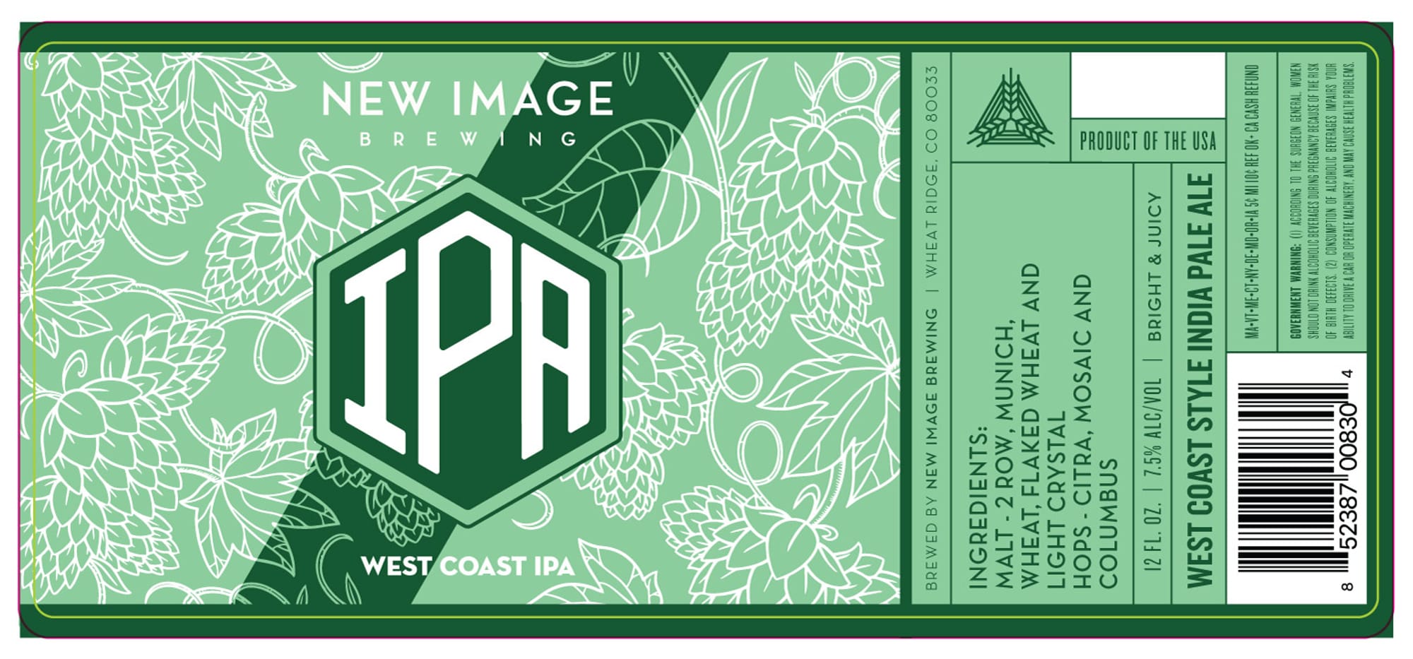 West Coast IPA by New Image Brewing - beer label