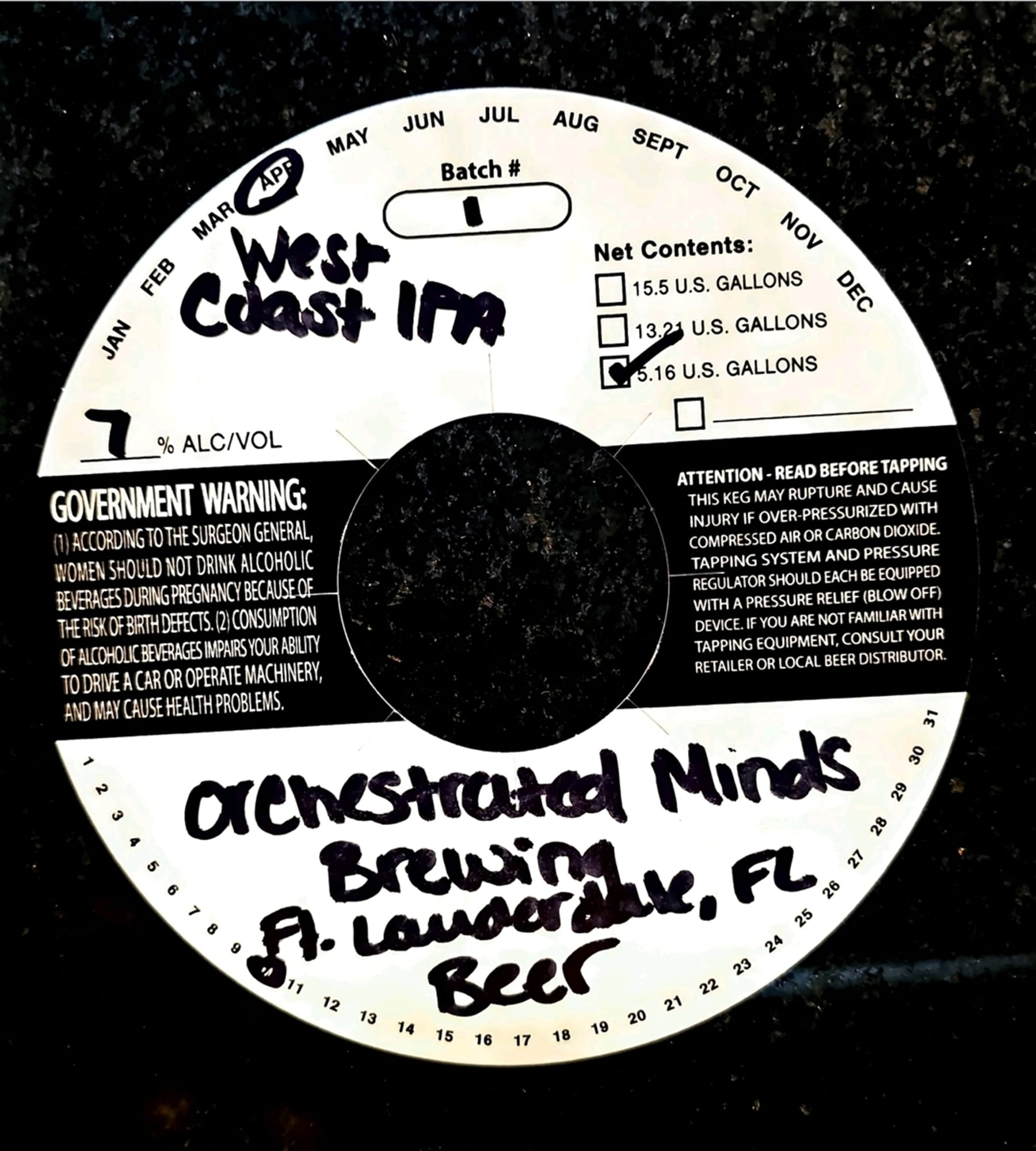 West Coast IPA by Orchestrated Minds Brewing - beer label