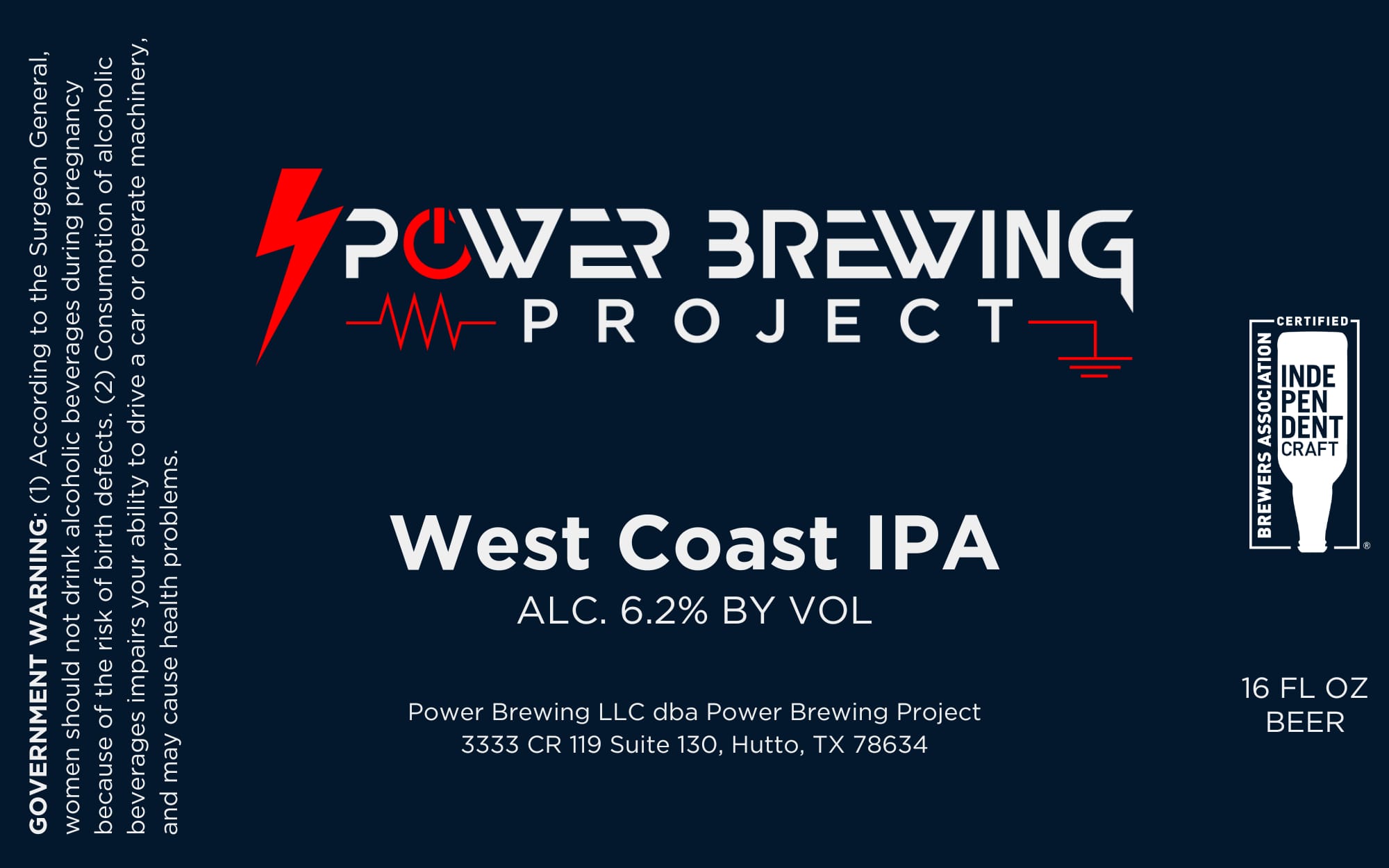 West Coast IPA by Power Brewing Project - beer label