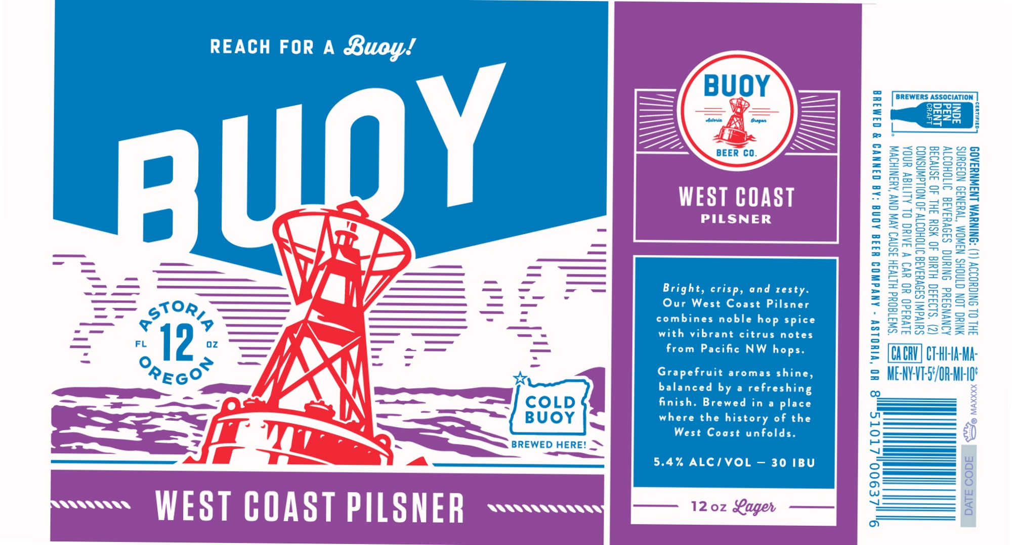 West Coast Pilsner by Buoy Beer Company - beer label