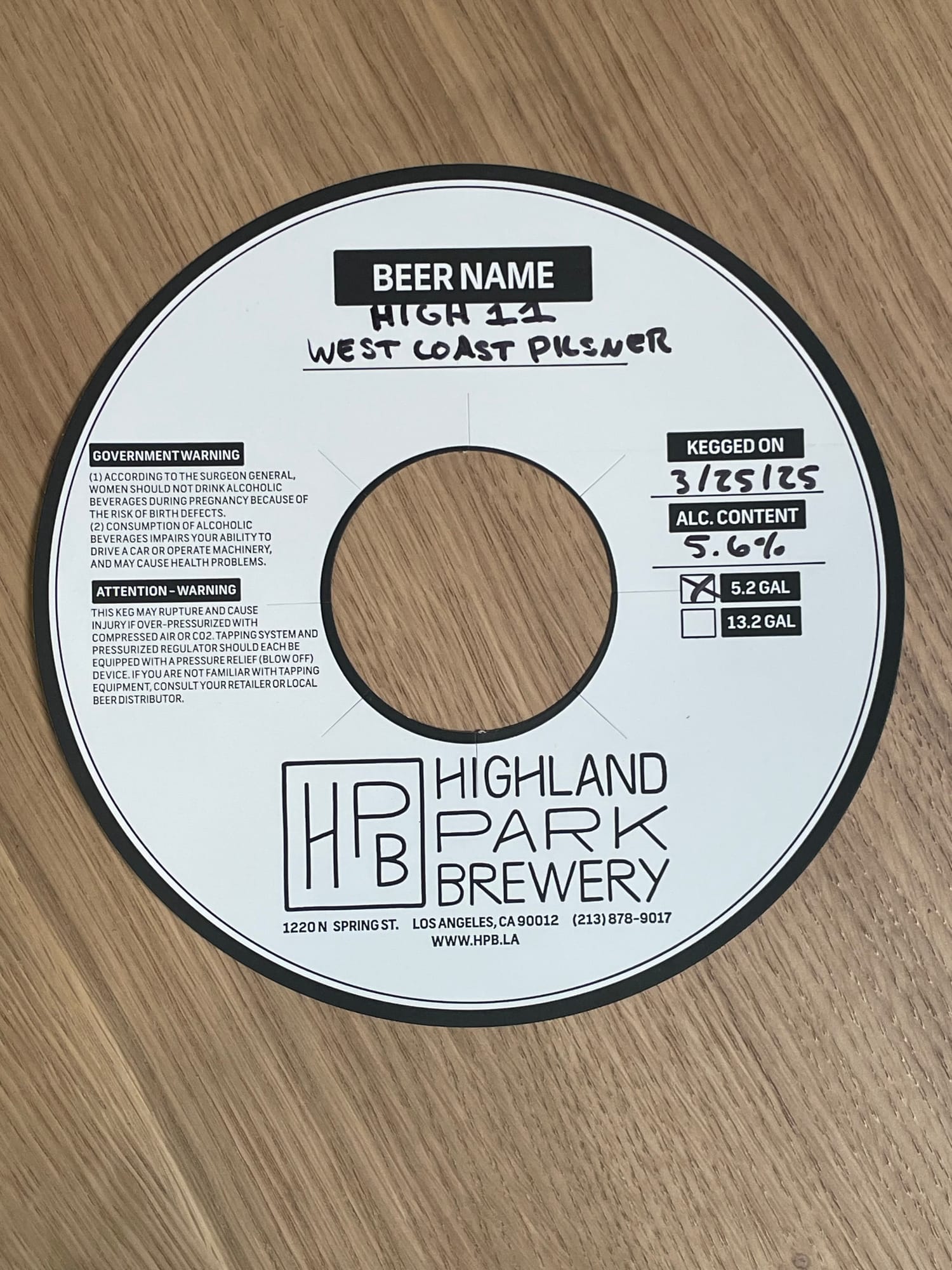 West Coast Pilsner by Highland Park Brewery - beer label