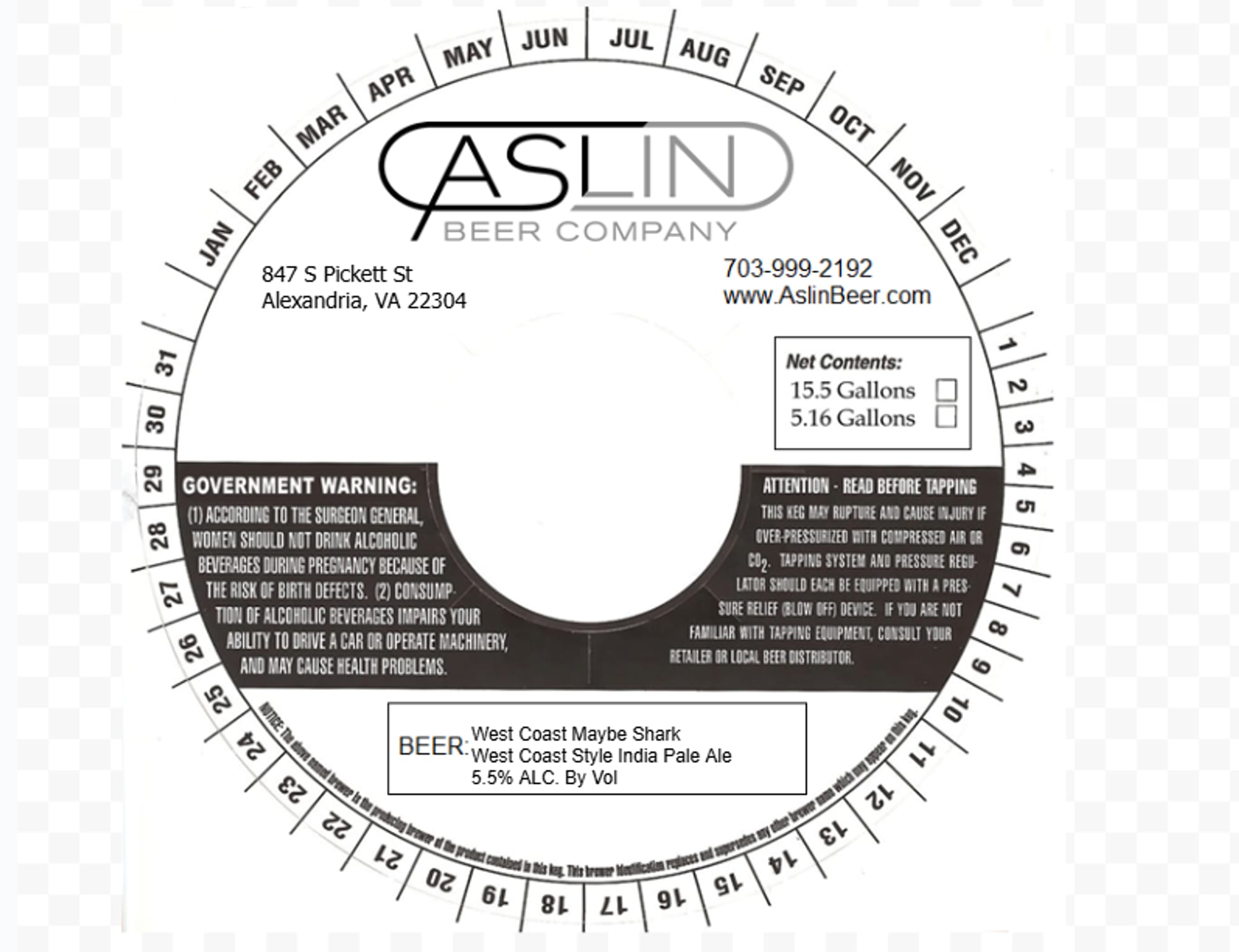 West Coast Style India Pale Ale by Caslin Beer Company - beer label