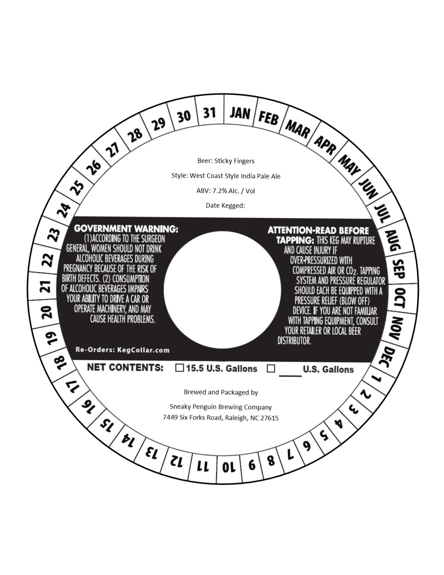 West Coast Style India Pale Ale by Sneaky Penguin Brewing Company - beer label
