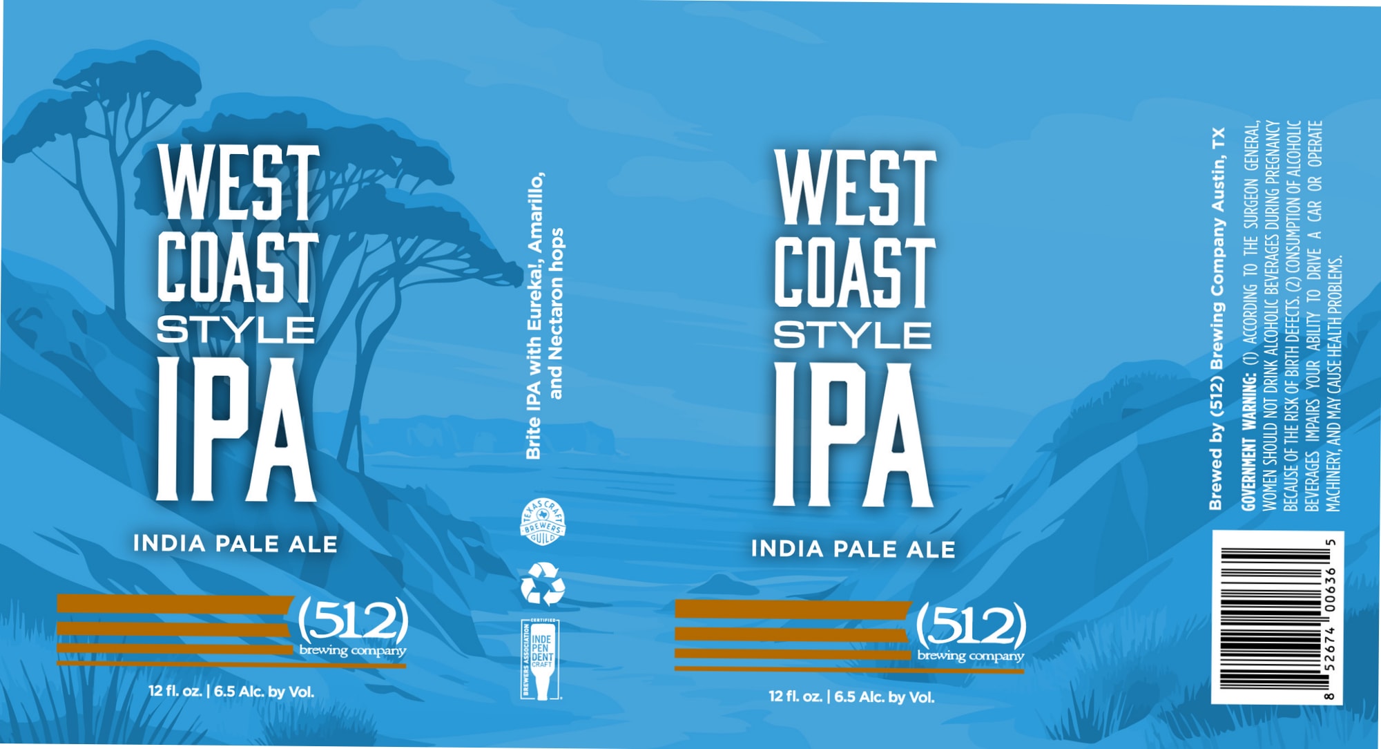 West Coast Style IPA by (512) Brewing Company - beer label