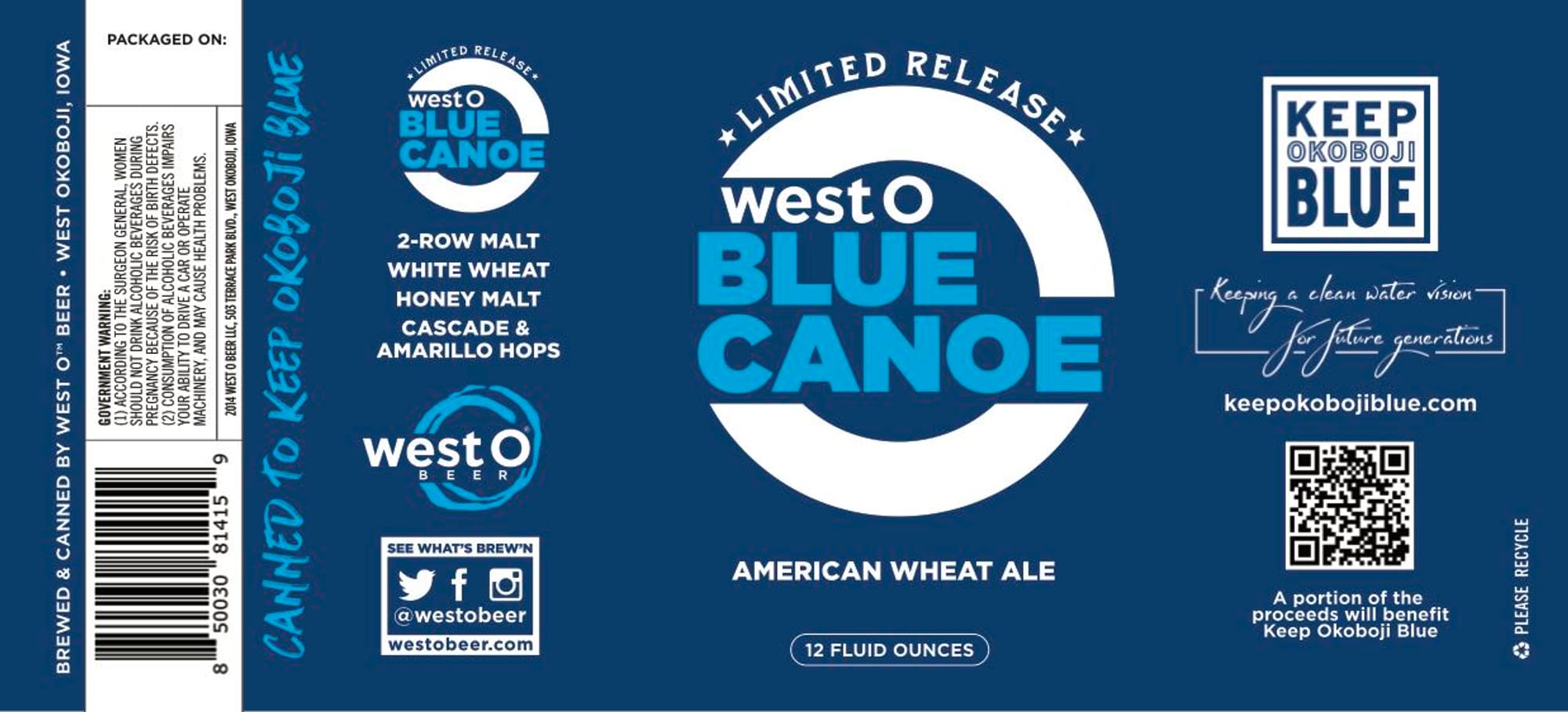 Blue Canoe by West O Beer - beer label