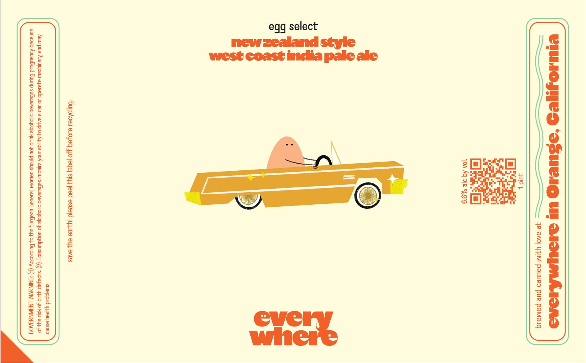 New Zealand Style West Coast India Pale Ale by Everywhere Brewing Company - beer label