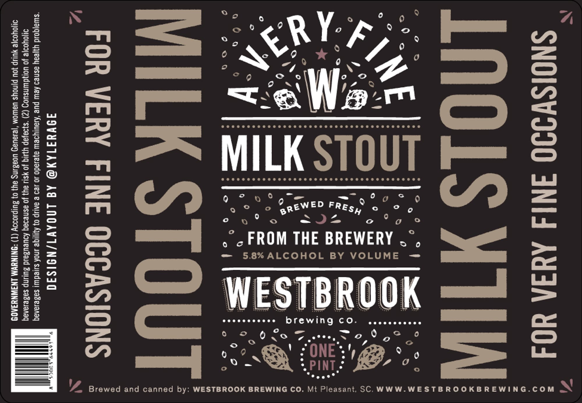 Milk Stout by Westbrook Brewing Co. - beer label