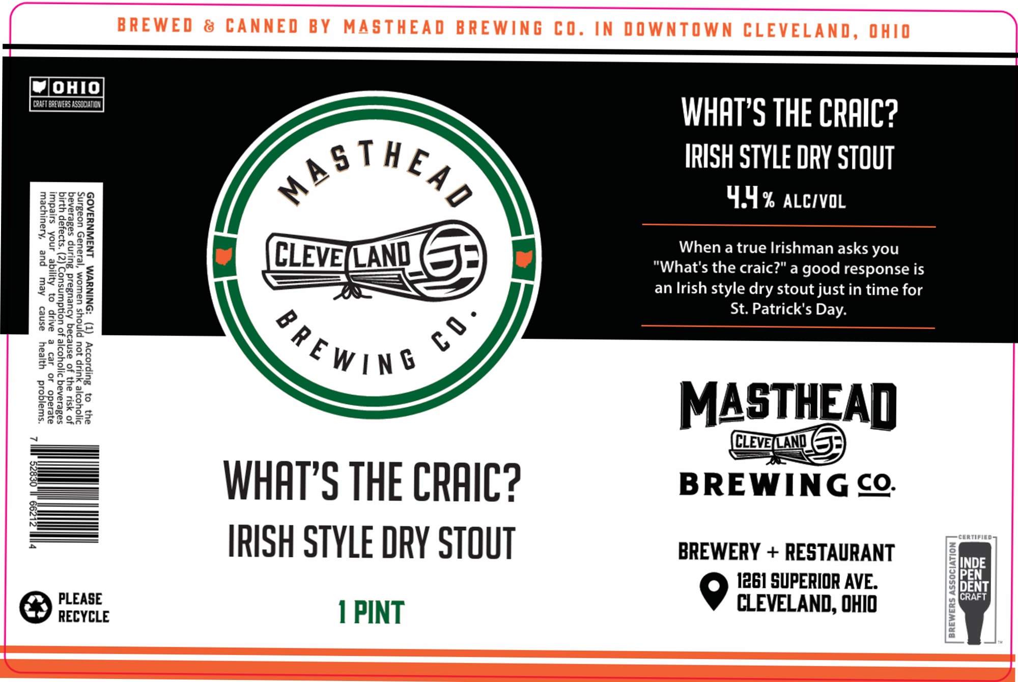 What’s the Craic? by Masthead Brewing Co. - beer label