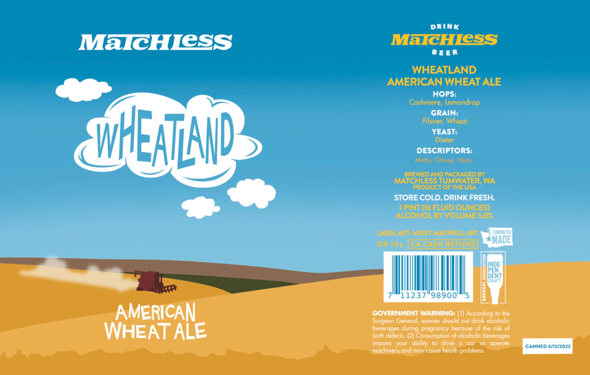 Wheatland by Matchless Brewing - beer label