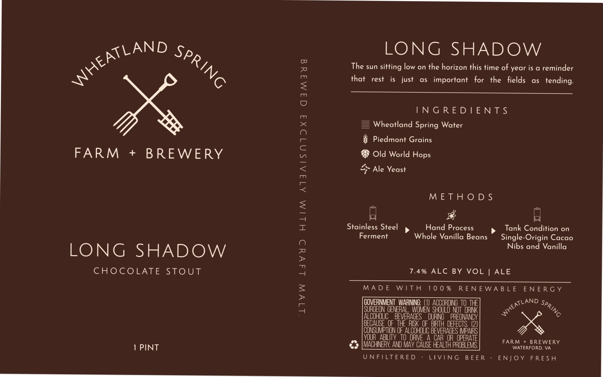 Long Shadow by Wheatland Spring Farm + Brewery - beer label