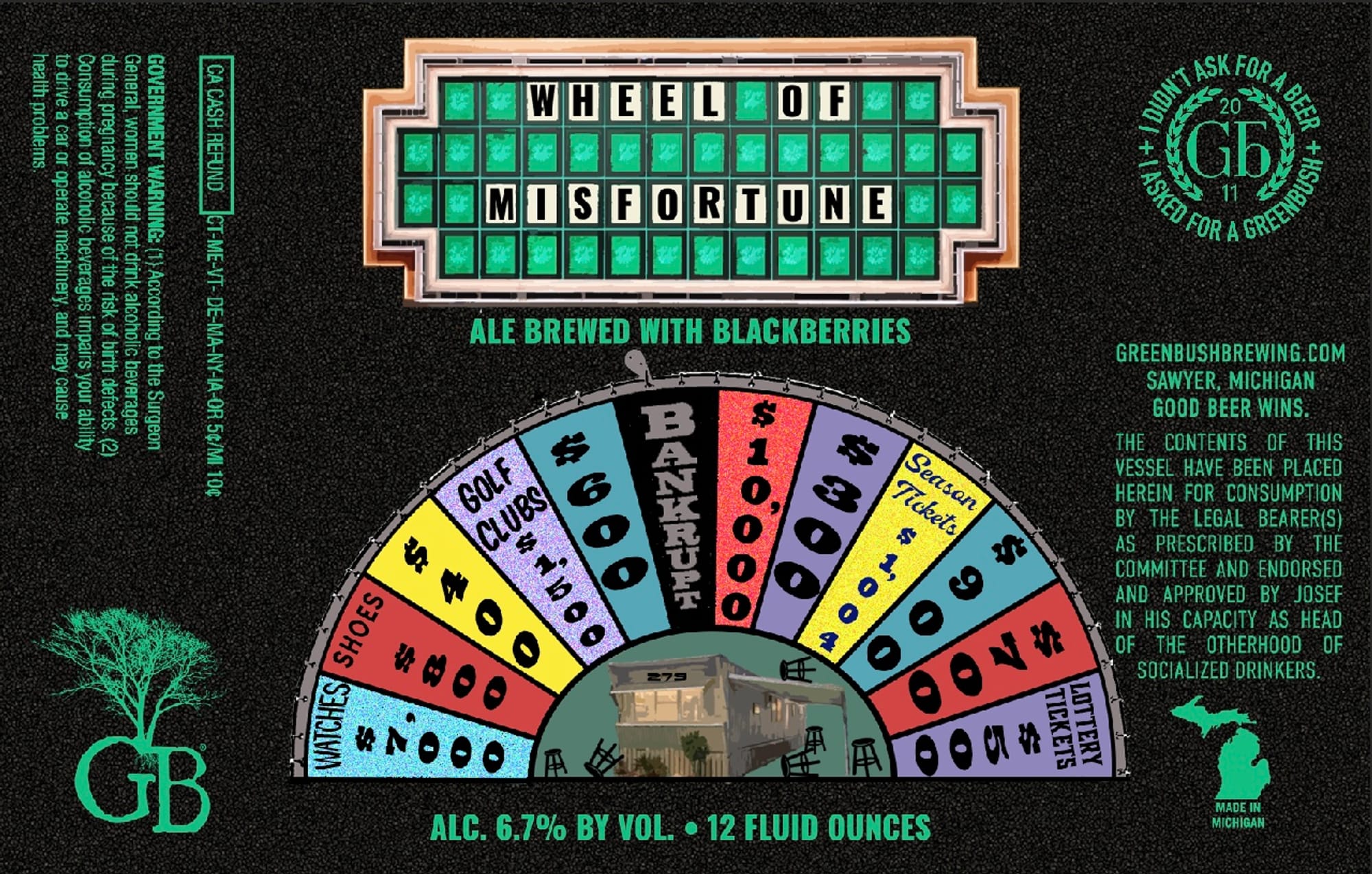 Wheel of Misfortune by Greenbush Brewing - beer label