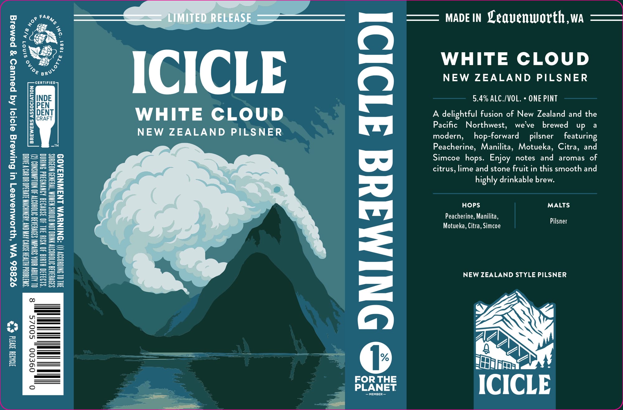 White Cloud by Icicle Brewing - beer label