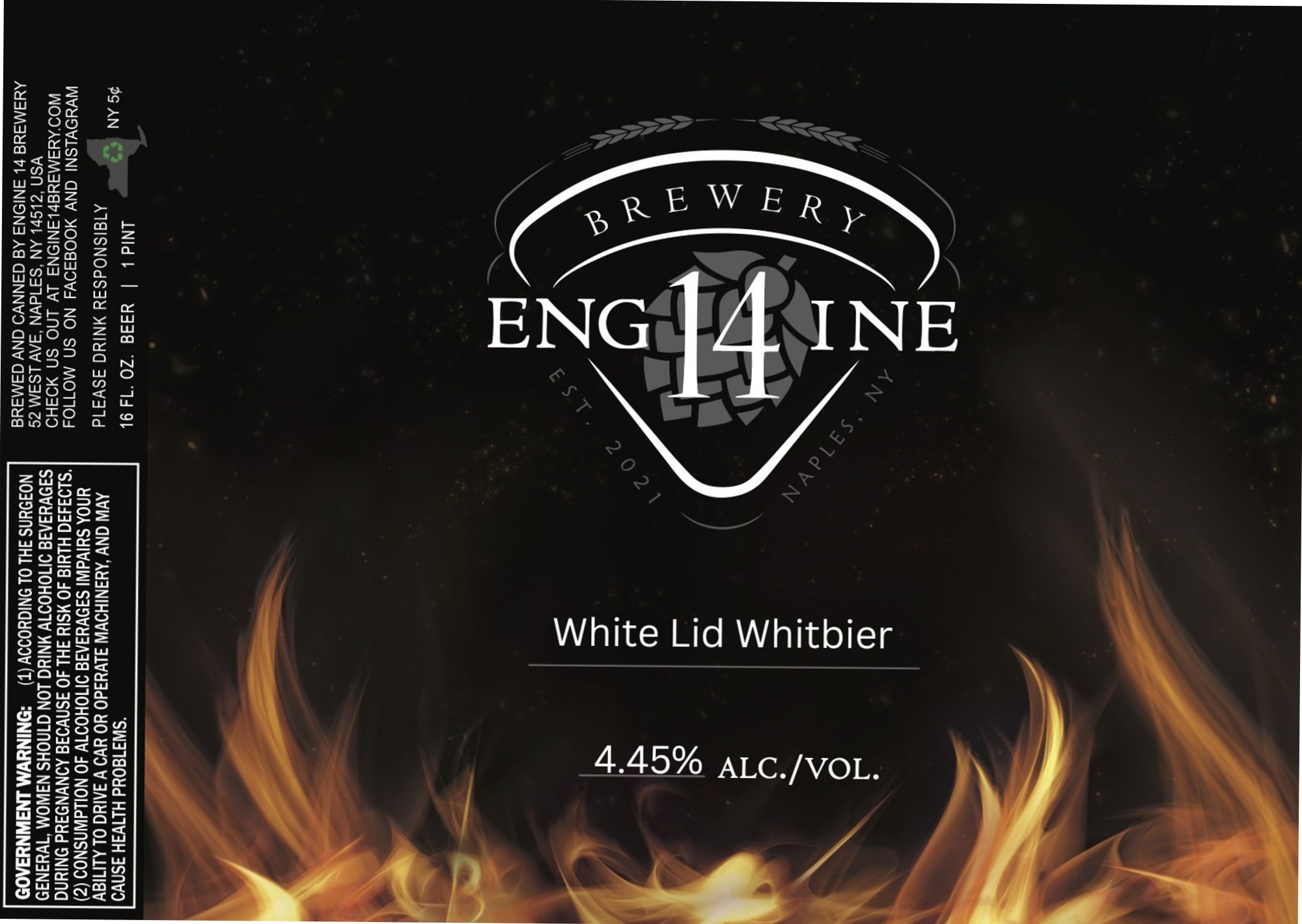 White Lid Whitbier by Engine 14 Brewery - beer label