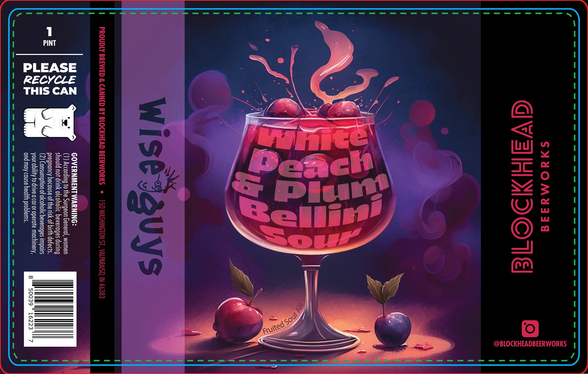 White Peach Plum Relli Sour by Blockhead Beerworks - beer label