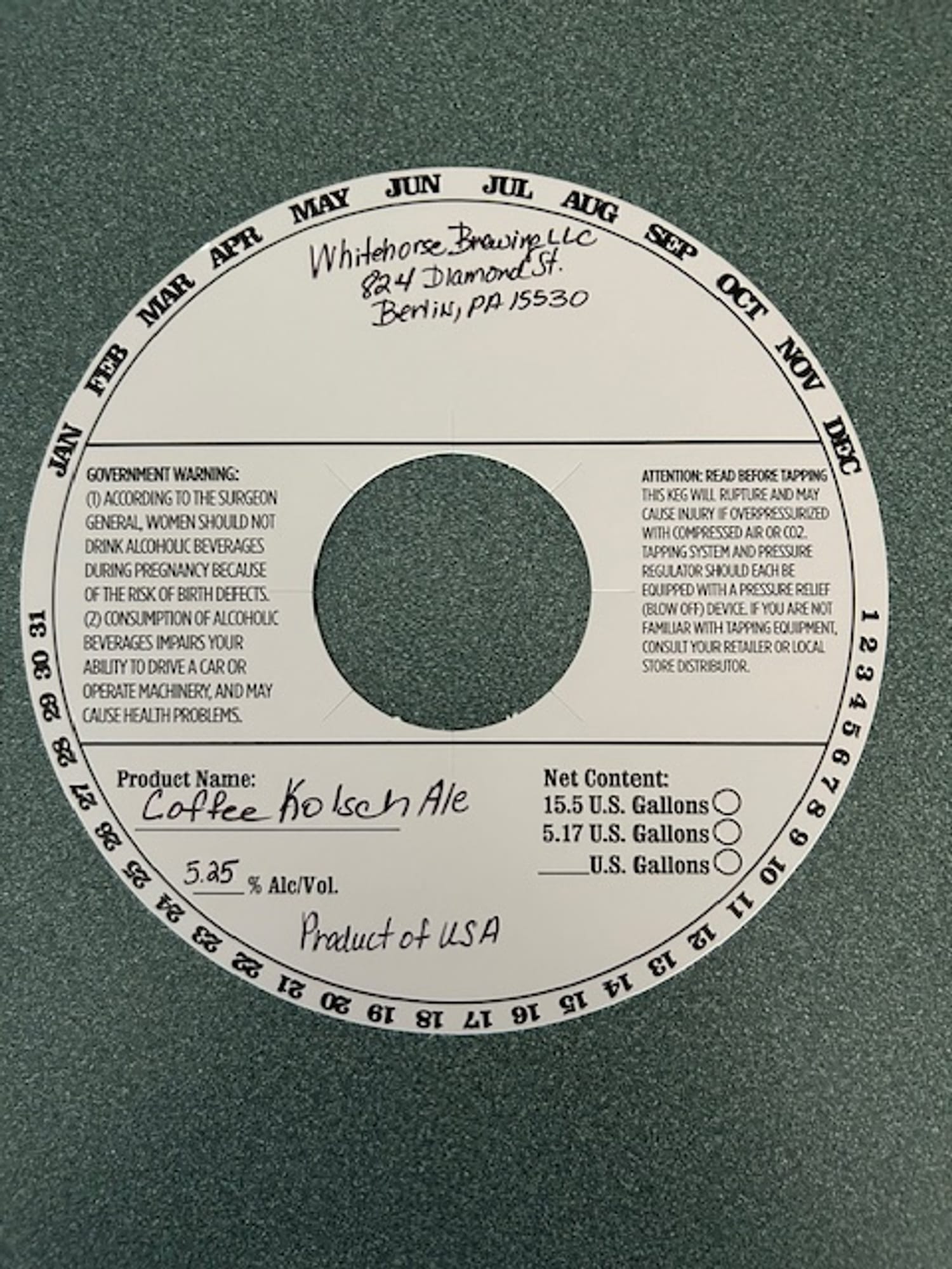Coffee Kölsch Ale by Whitehorse Brewing - beer label